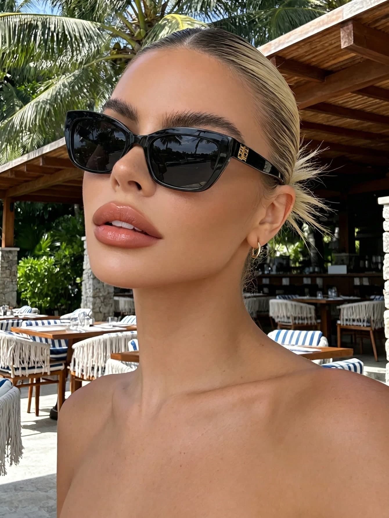 Black Retro Rectangle Cat Eye Plastic Sunglasses, Classic Style For Outdoor Travel Beach Vacation Casual Wear, Summer UV Protection Driving Glasses Unisex