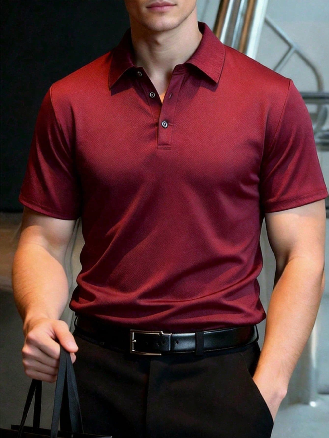 Men's Casual Business Banquet Polo Shirt, Fashion Minimalist Versatile Polo Shirt