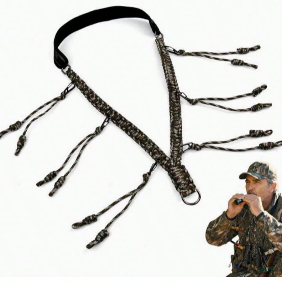 12-Adjustable-Loop Camouflage Duck Call Lanyard, Handwoven Hunting Accessory With Hanging Ring, Suitable For Outdoor Predator/Goose Call