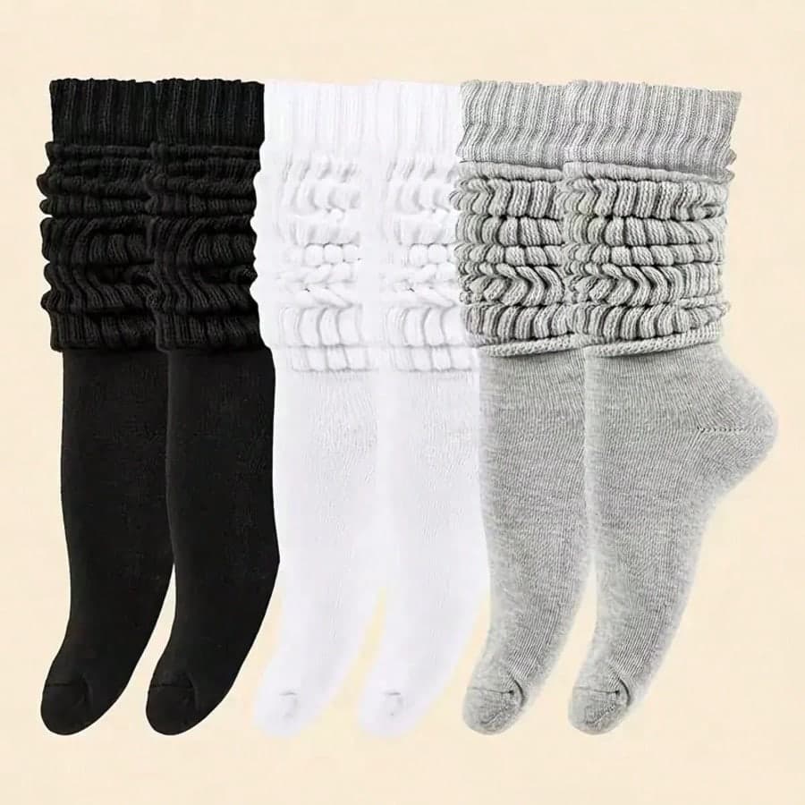 1 Pair Women's White Fashionable Slouch Socks, Suitable For Daily Wear, Laidback Wear