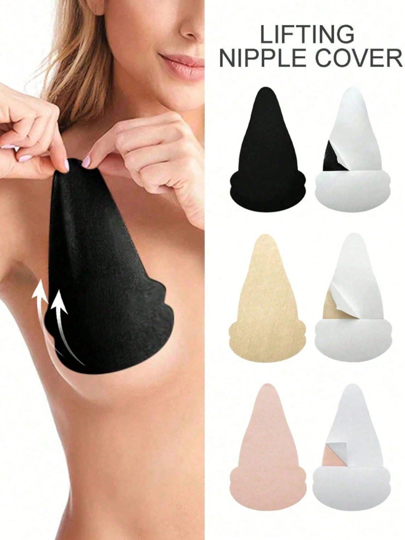10pcs Disposable Non-Woven Fabric Nipple Covers, Black Gourd-Shaped Non-Woven Fabric Breast Pads | Strapless, Self-Adhesive, Skin-Friendly, Invisible, Comfortable