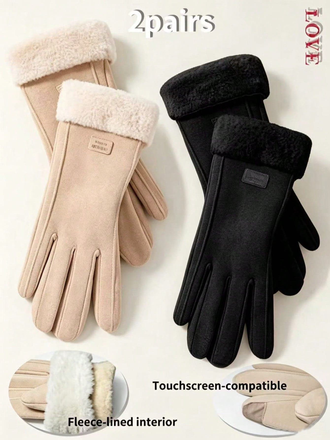 2 Pairs Thermal Lining Cycling Gloves For Women, Warm Winter Gloves For Biking Autumn Accessories