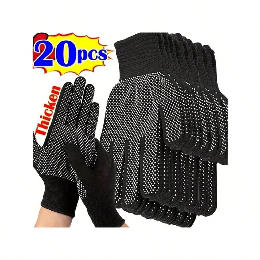 20pcs Nitrile Coated Gardening Gloves, Work Gloves, Non-Slip, , Breathable Reusable, Gardening Driving Labor Protection Thin Coated Gloves, Reusable (Black, Blue)