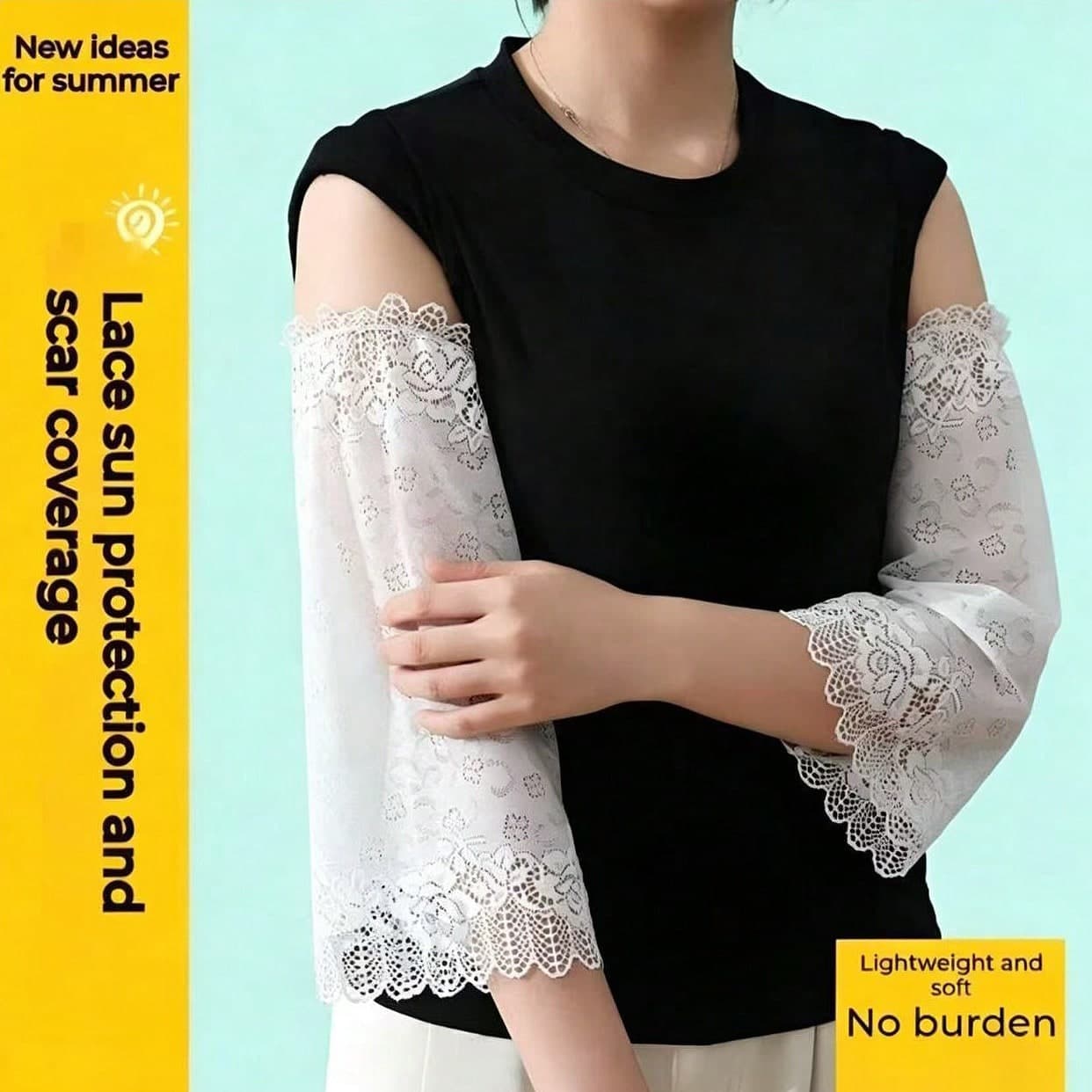 1 Pair Lace Floral Sun Protection Sleeves, Nylon Breathable Elegant Fresh Sun Protection Sleeves, Elegant Style Sun Protection Sleeves