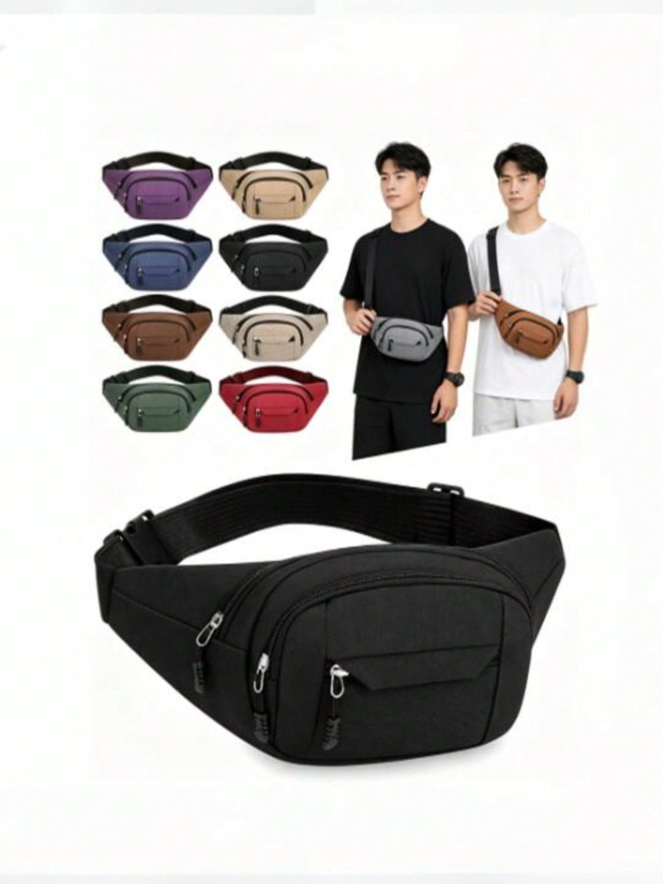 Unisex Waist Bag, Multi-Function Large Capacity Business Bag, Durable Outdoor Sports Phone Wallet (Buckle Position Not Fixed)