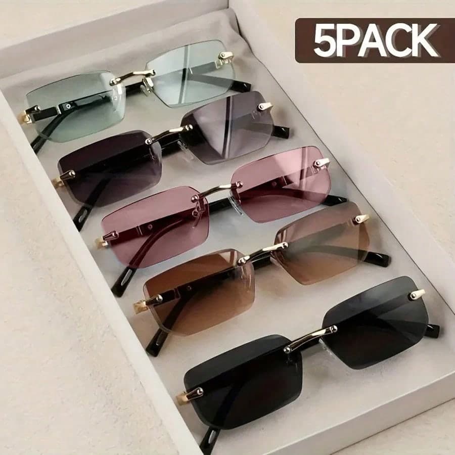 5pcs Vintage Frameless Couple Metal Glasses, Best Gift Choice