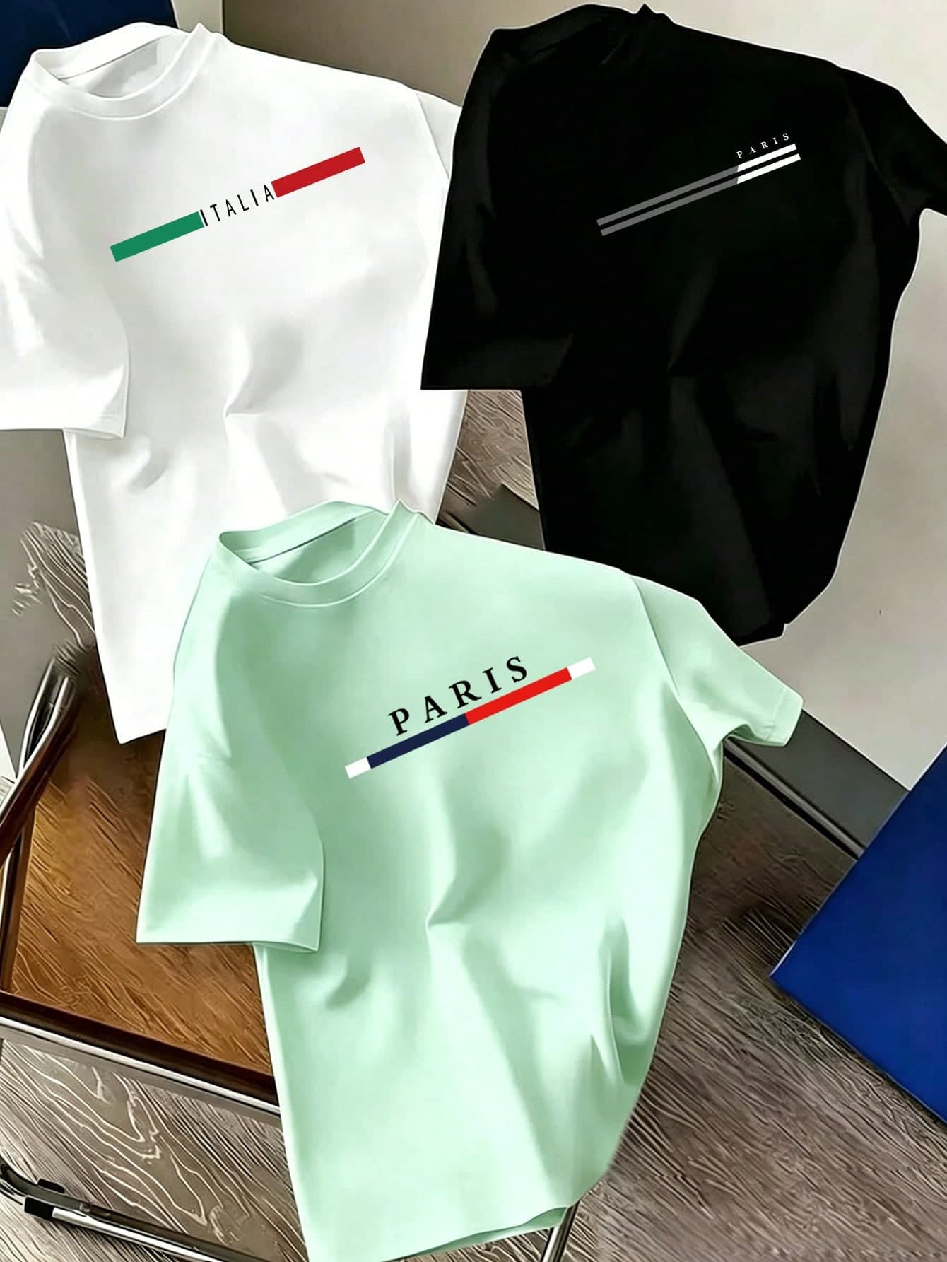 3pcs/Set Tween Boys Casual Printed Round Neck Short Sleeve T-Shirts, Summer Tops