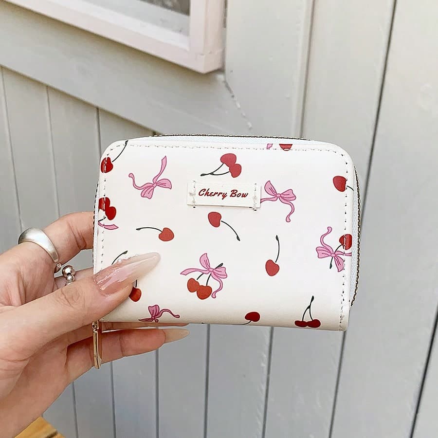 Cherry Bow Card Holder! Accordion Card Wallet, Ins Korean Minimalist Fashion Women's Wallet Card Case Large Capacity