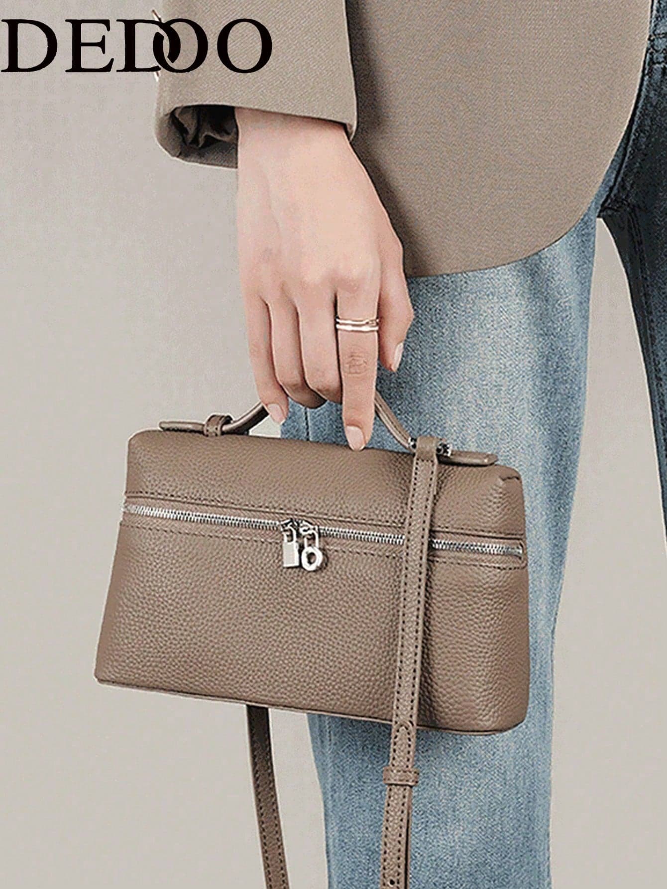 Dedoo 1pc Solid Color Litchi Grain PU Square Crossbody Bag, Women's Small Wallet, Suitable For Daily Fashion Matching