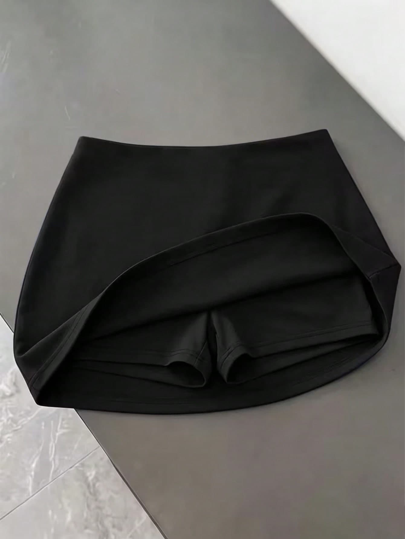 Summer Sexy Hot Skirt, High Elasticity & Breathable, Waist-Cinched Slimming, Built-In Safety Pants; Tight Body-Shaping, Highlights Curves; Black