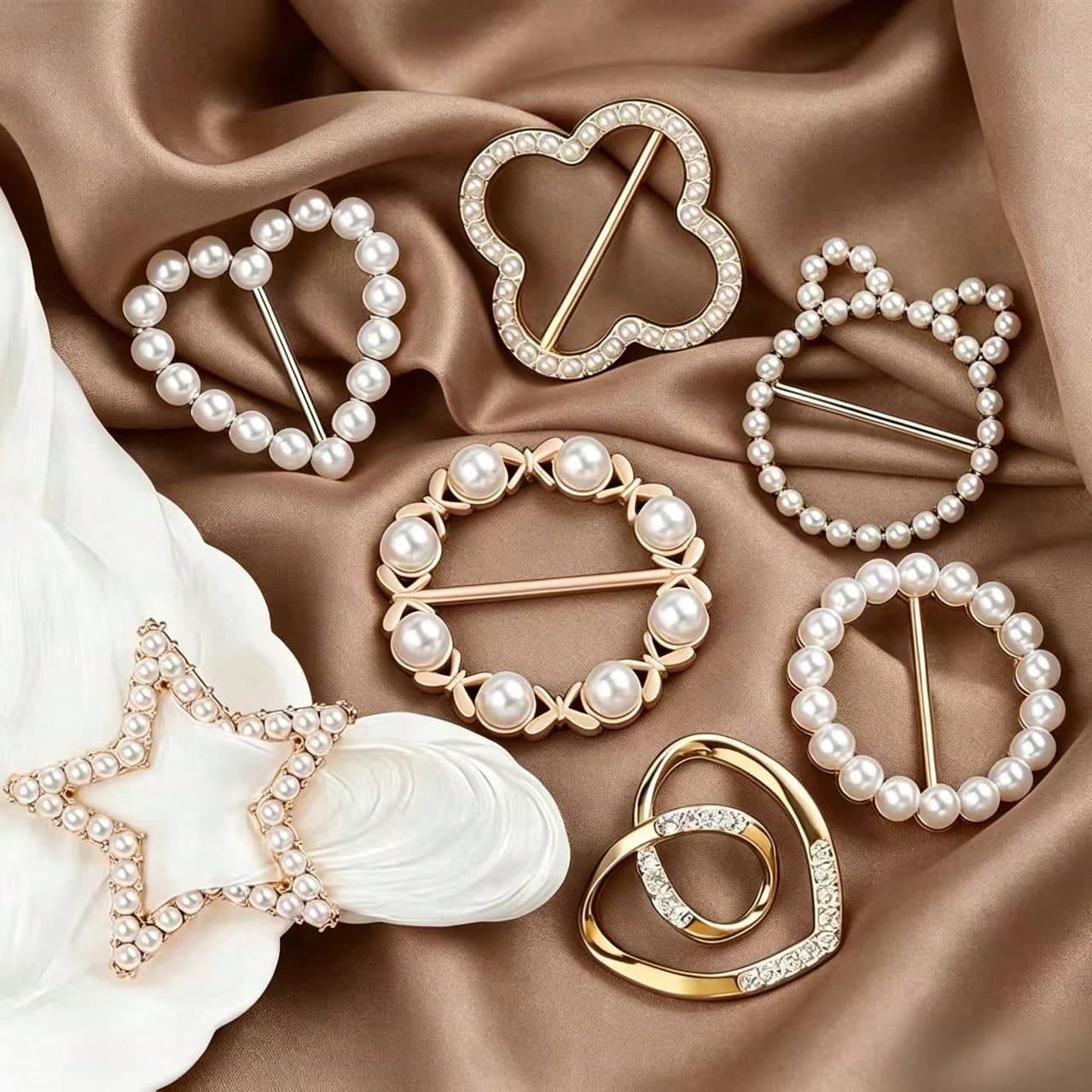 7pcs Women's Silk Scarf Clips, T-Shirt Tie Clips, Fashion Metal Ring Scarf Buckle, Waist Belt Buckle, Shirt Clothing Zinc Alloy Clothing Ring Wrap Holder, Silk Scarf Clips,Beach,Holiday,Accessories,Travel Essential