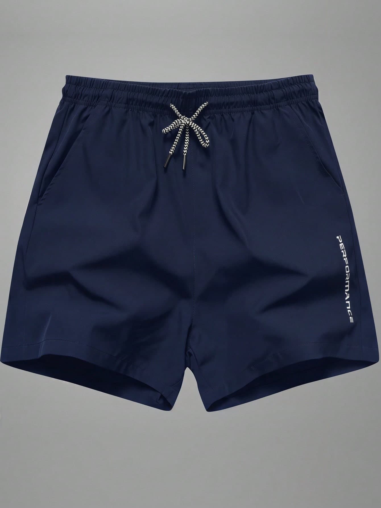 Men's Shorts, Summer Breathable Sports Drawstring Fitness Running 3/4 Pants, Pockets Reflective Print Pants For Daily Wear