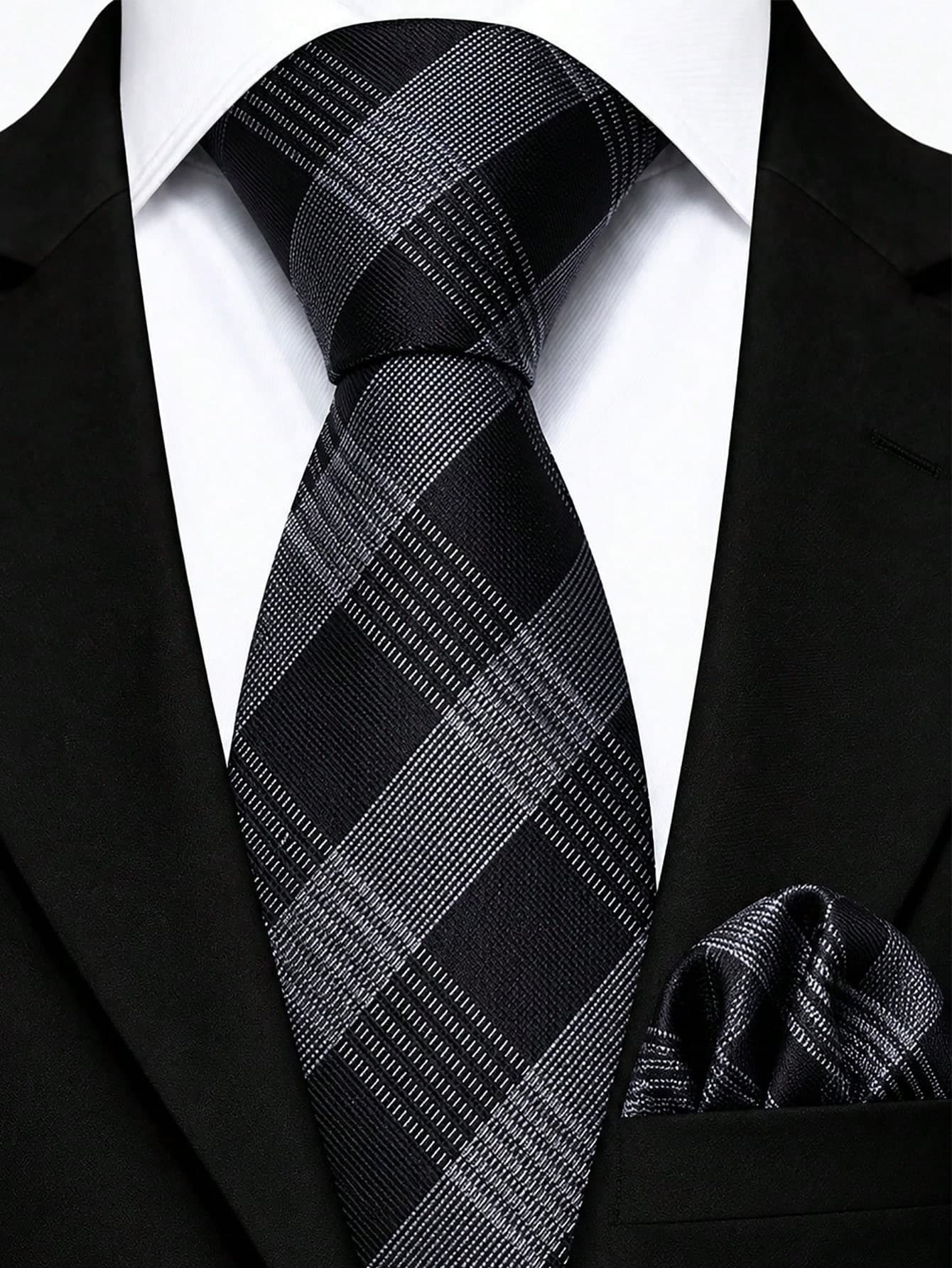 Men's Classic Paisley Fashion Tie And Pocket Square Set, Formal Dress Accessories For Wedding Business Banquet Party