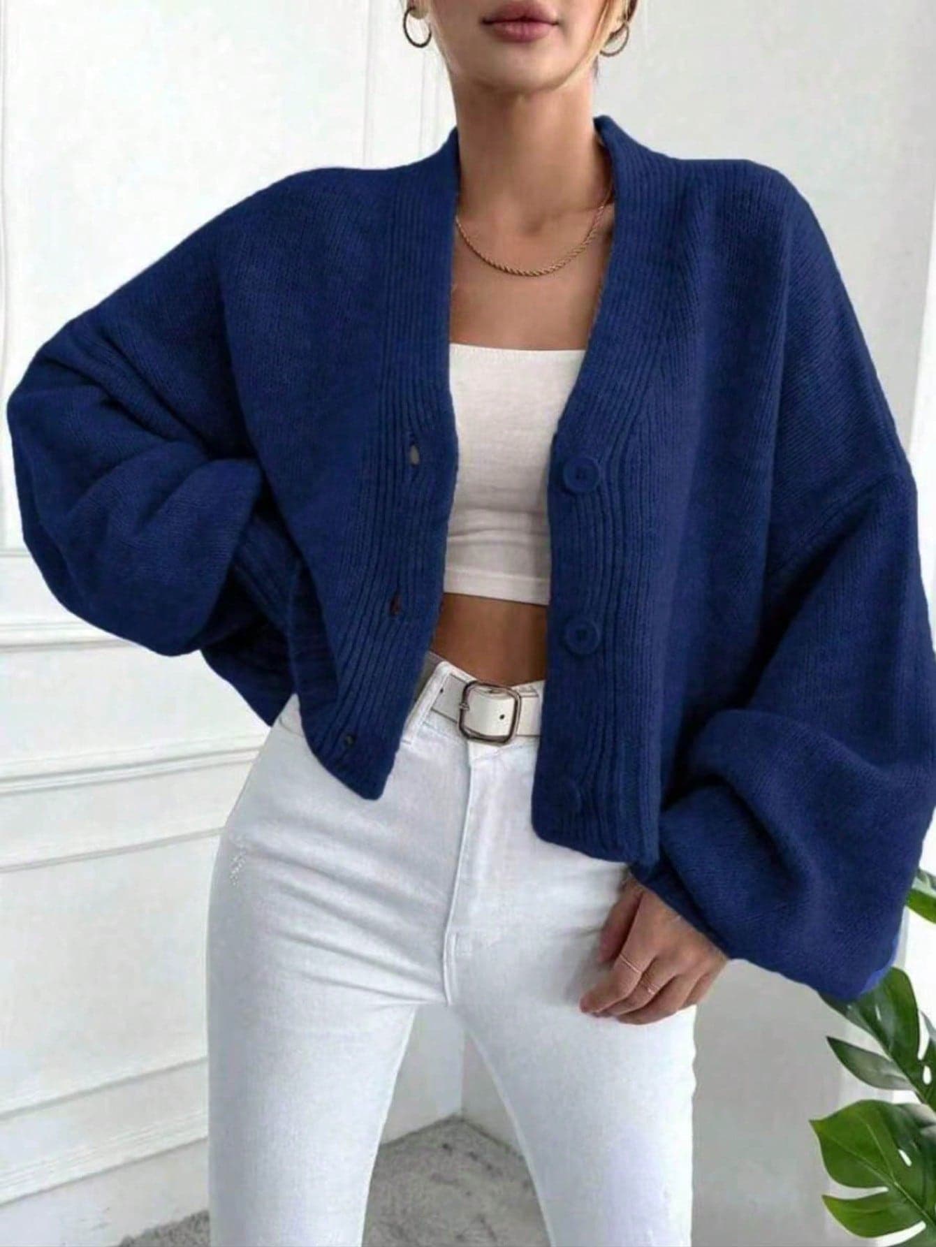 2025 European And American Style Spring/Autumn/Winter New Versatile Loose Short Sleeve Knit Long Sleeve Sweater Cardigan Outerwear For Women