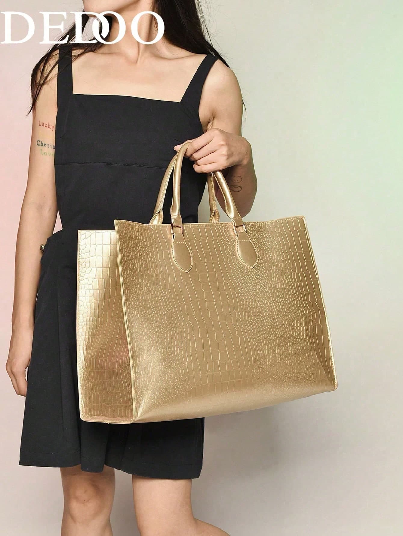 Fashion Snake Print Four Seasons Versatile Travel Shopping Bag Oversized Tote Bag