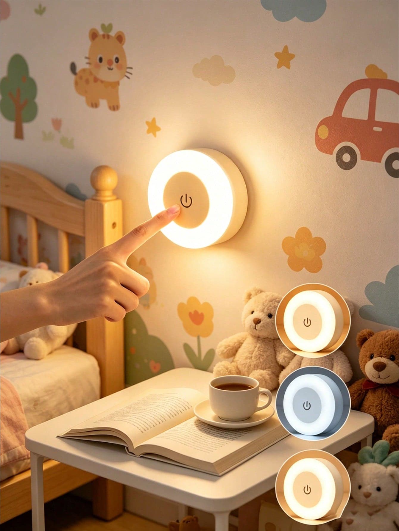 1pc Dimmable LED Touch Night Light - Adjustable Warm White & Daylight Brightness, Suitable For Bedroom, Hallway, Bathroom, Living Room, Wardrobe, Cabinet Decoration Lighting - Compact Design, Easy Installation, USB Rechargeable Cabinet/Wall Light