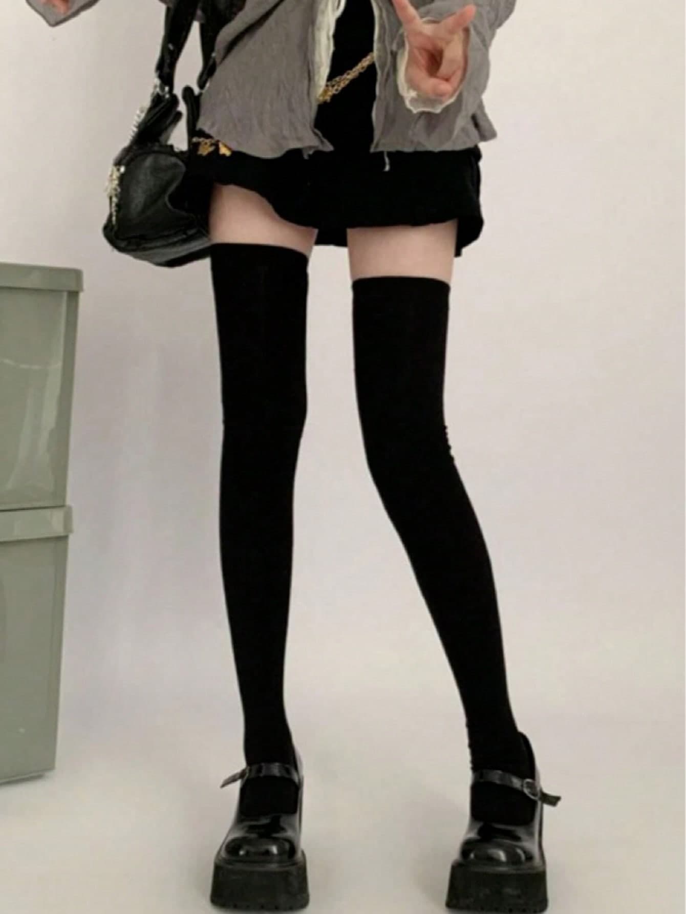 Autumn/Winter Solid Color Minimalist Warm Over-The-Knee Thigh High Socks