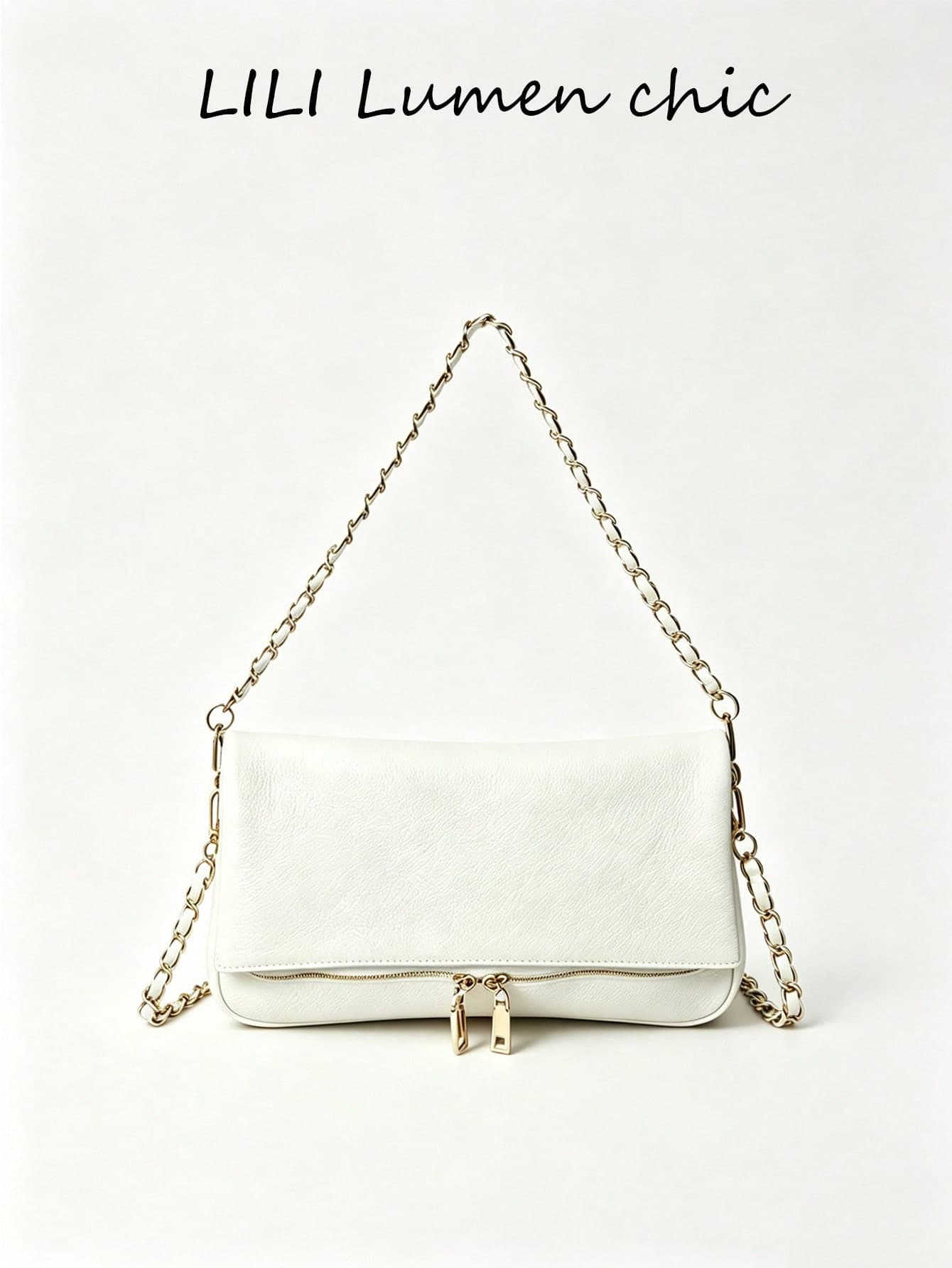 New Winter Classic White PU Waterproof Long Crossbody Bag, Featuring Textured Leather-Like Design, Asymmetrical Flap Design, Suitable For Women Shopping And Commuting