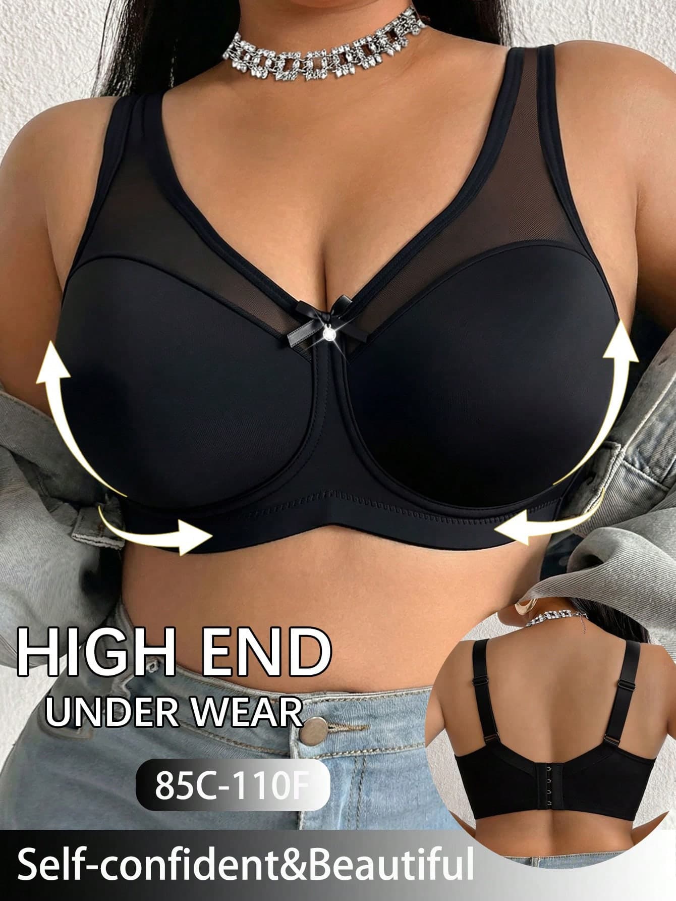 Plus Size Solid Color Wireless Comfortable Soft Cup Sports Bra For Women
