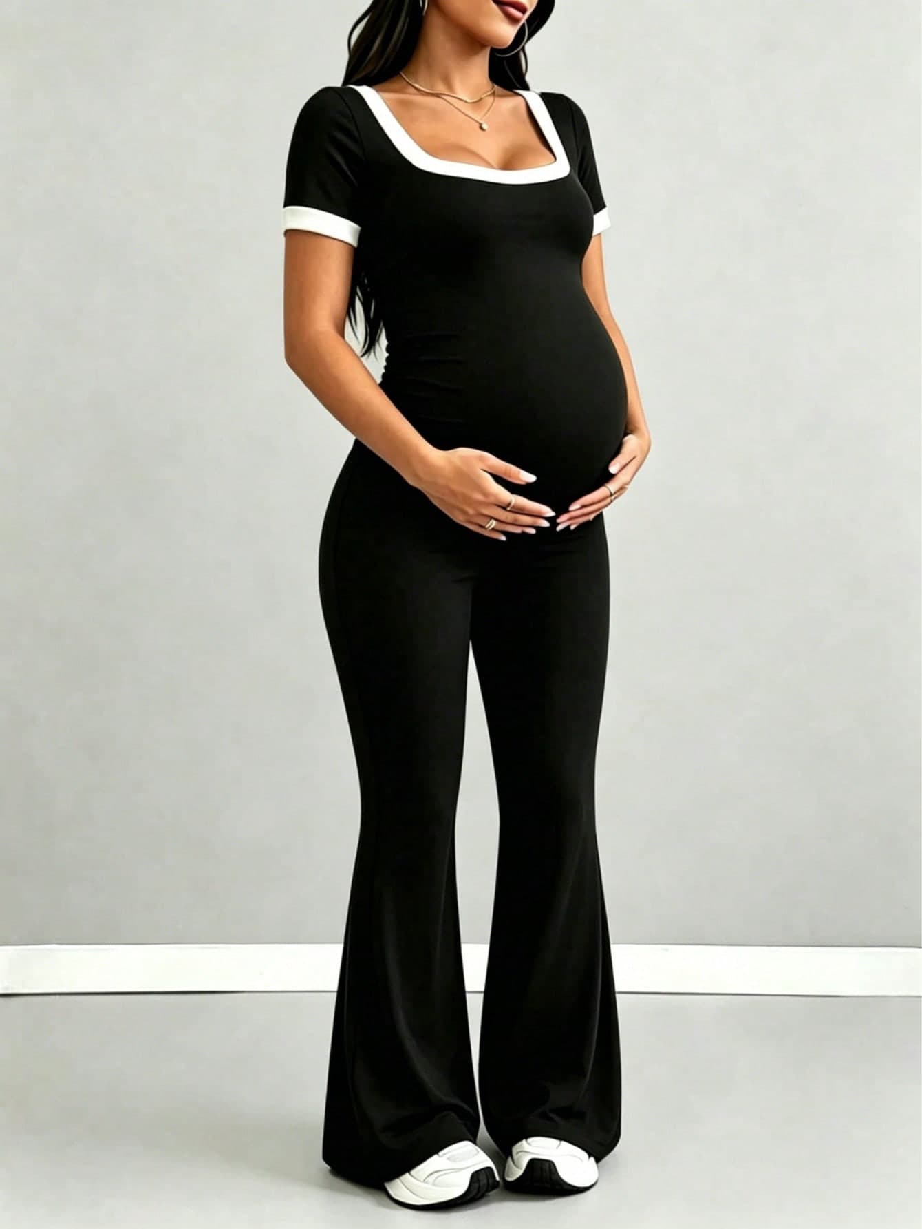 Parara Maternity Jumpsuit, Comfortable Short Sleeve Casual Jumpsuit, Suitable For All Seasons, Fashionable Athleisure, Suitable For Dates, Daily Wear, And Home Wear Black Summer