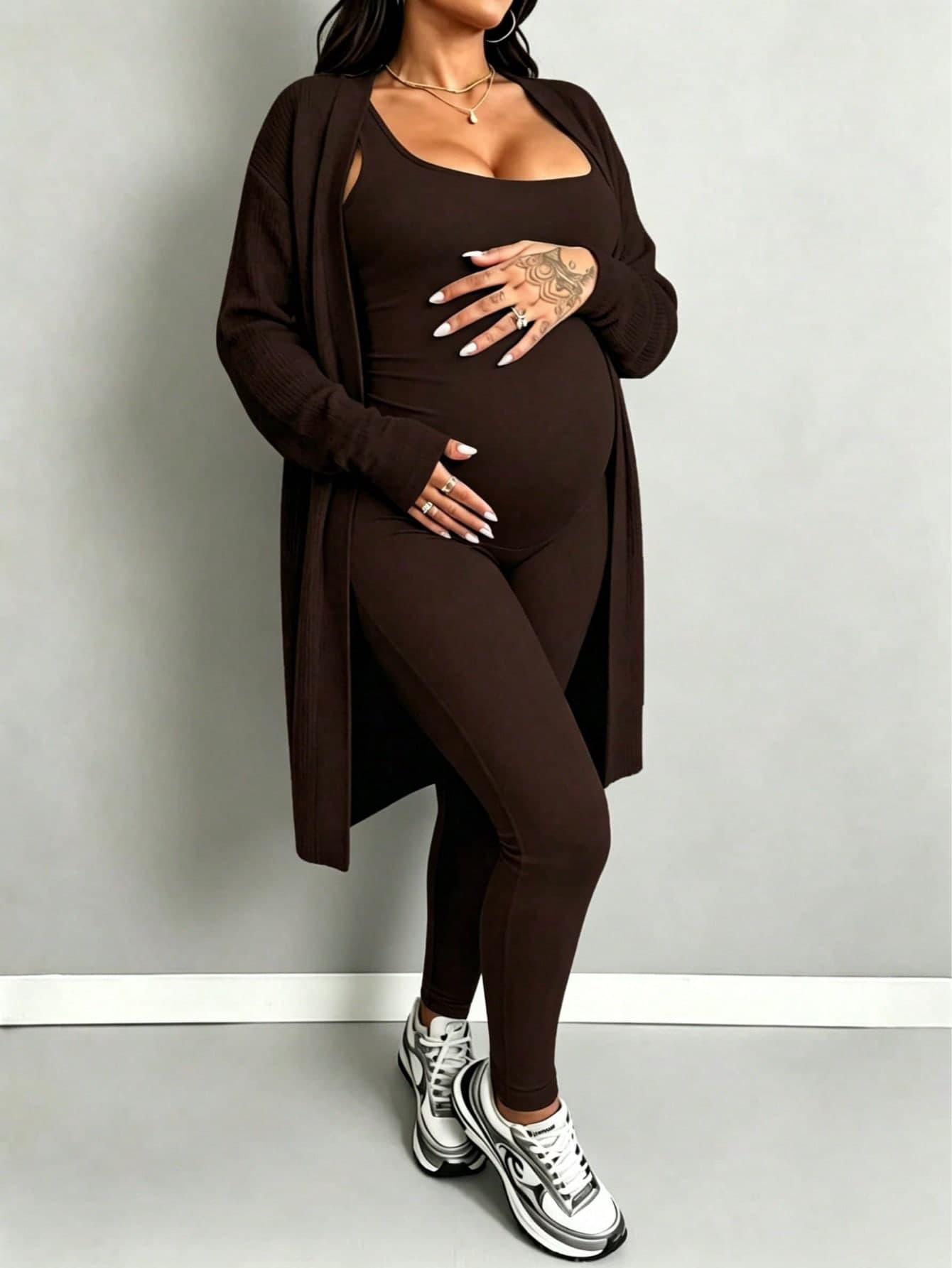 Maternity Jumpsuit, Fashionable, Comfortable, Suitable For Sports And Home Wear Summer Brown