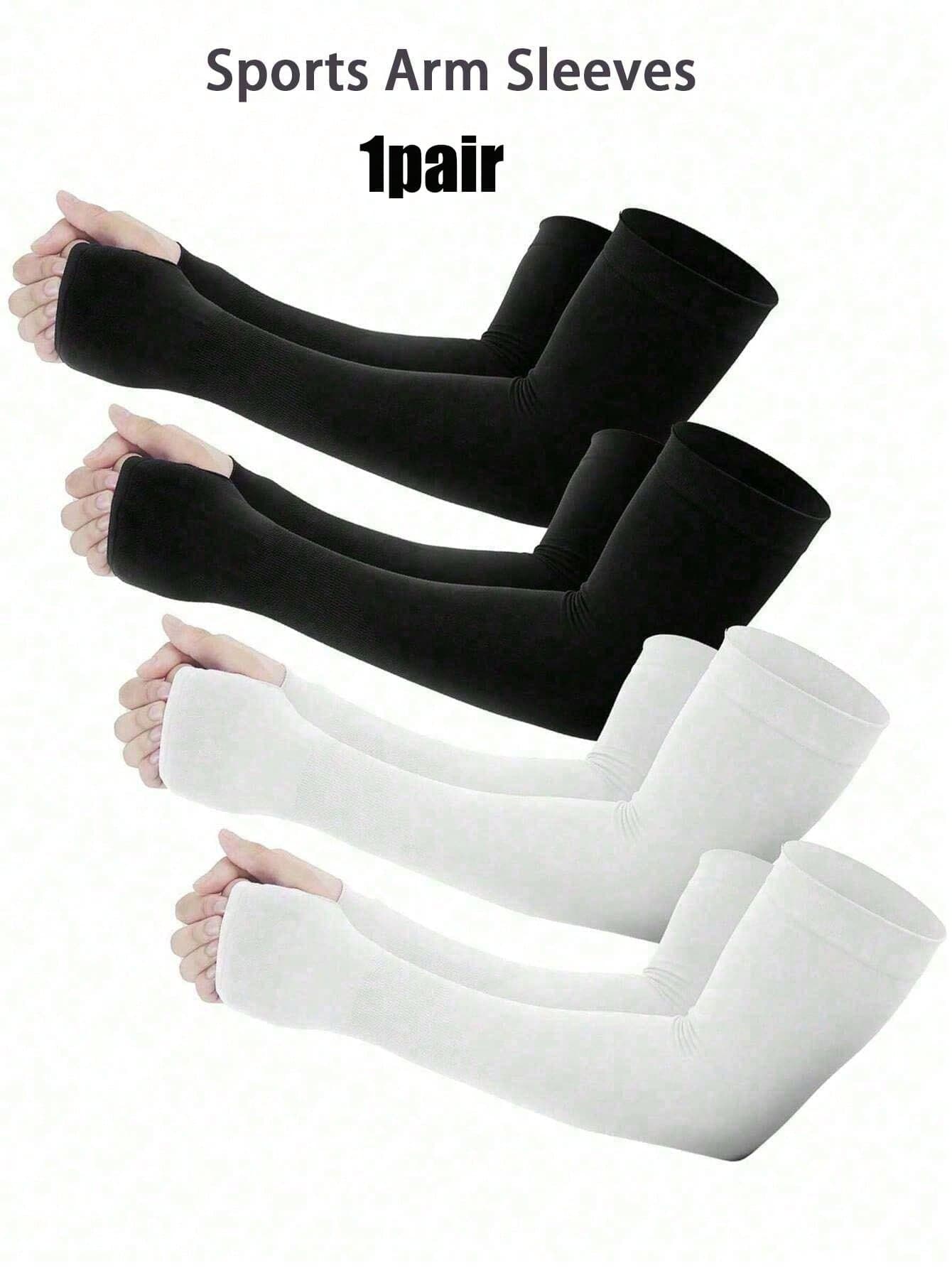 1pair Youth Sports Arm Sleeves , Sun Protection Breathable Cooling Sport Arm Sleeves With Thumb Hole, All-Season Comfort, Temperature Regulating & Moisture Wicking, Suitable For Outdoor Sports Running, Basketball, Football, Knit Fabric, UV Sun Protection Arm Sleeves Compression Cooling Sleeves Outdoor Sport Breathable Elastic Ice Sleeve For Youth Boys Girls Sports