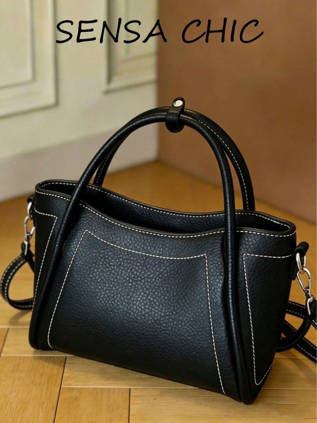 Clown Solid Color PU Waterproof Quilted Bucket Bag, Suitable For Shopping, Commuting, Work, Outing And Dating