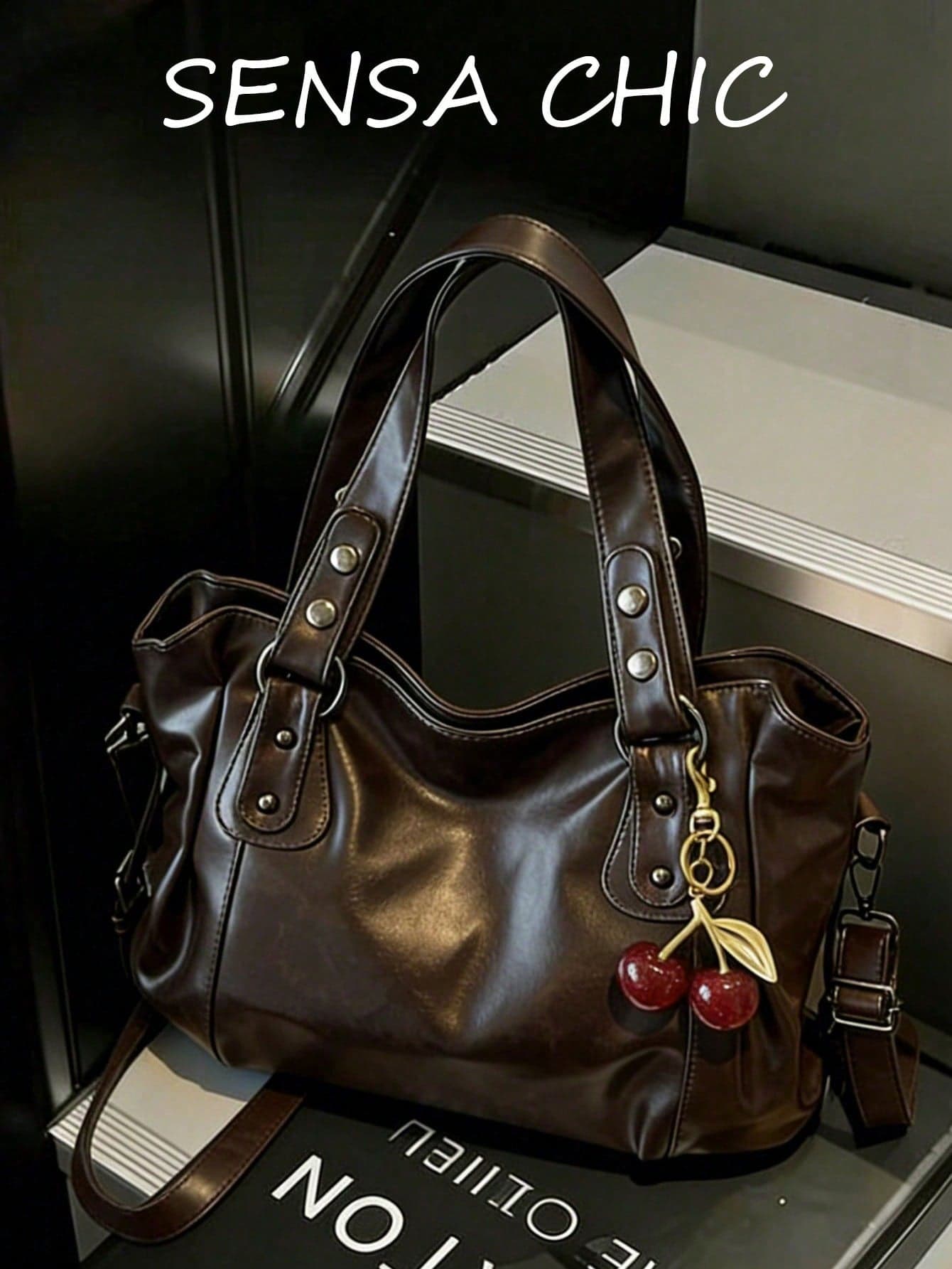 Classic Fashionable New Solid Color Shoulder Bag Large Capacity Vintage PU Material, Ideal Choice For Women's Commuter Bags