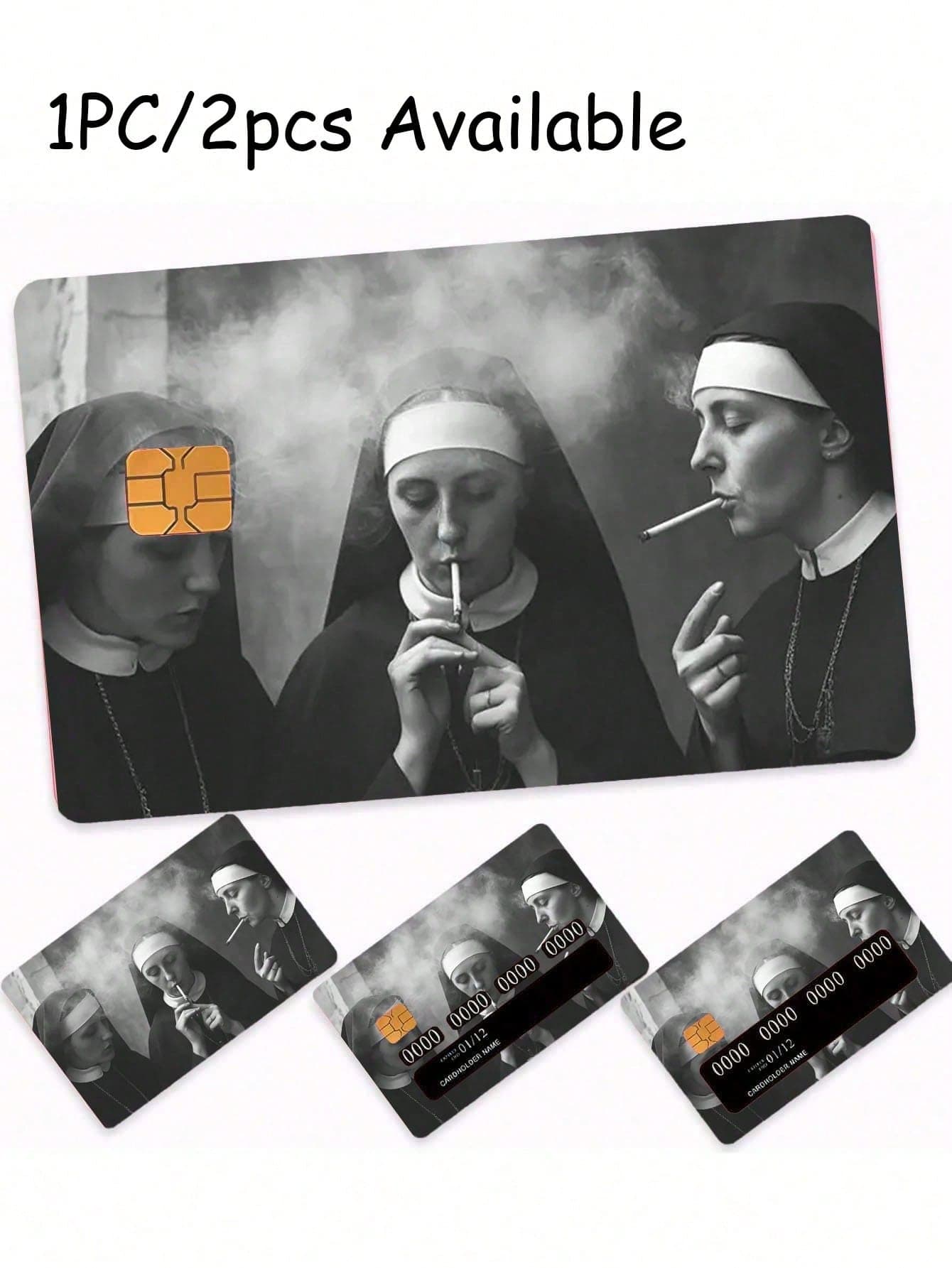 1/2pcs New Charming Women's Fun Credit Card Stickers, Smoking Credit Card Stickers, Suitable For Electronic Benefit Transfer (EBT), Waterproof, Transportation, Keys, Credit Cards, Debit Cards, Card Protectors, Protect Bank Cards, Bubble-Free, High Quality, Suitable For Small Chip Cards (Random Style)