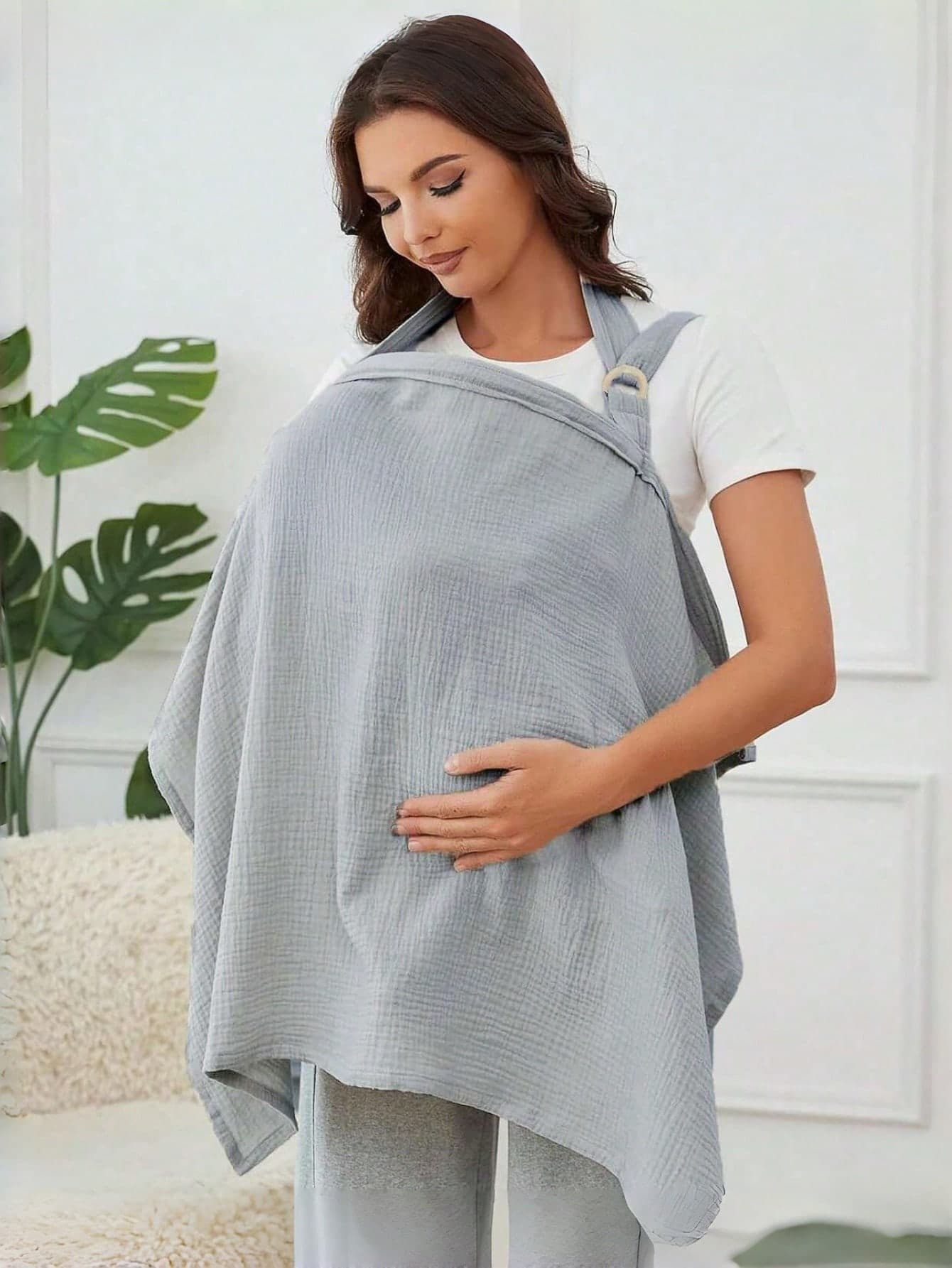 Infant Nursing Cover Breathable Nursing Cover (With Arch Neckline) Girl's Mom Nursing Apron Soft Breathable Cotton Mom Nursing Cover With Fixing Ring Multi-Purpose Stroller Cover