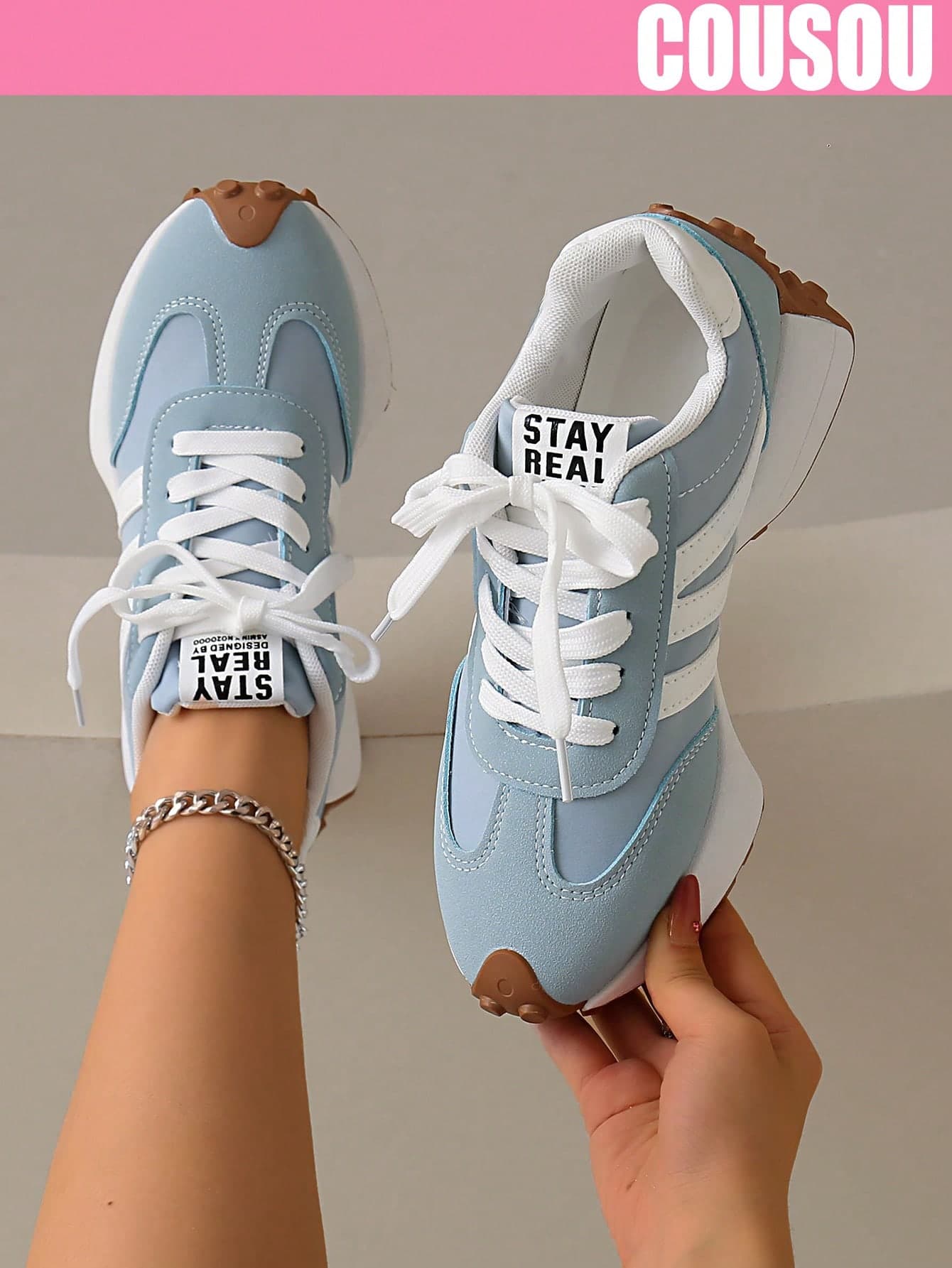 2026 New Women's Thick Sole Chunky Sneakers, Casual Lace-Up Platform Shoes, Breathable Patchwork Design, Comfortable For Spring/Summer