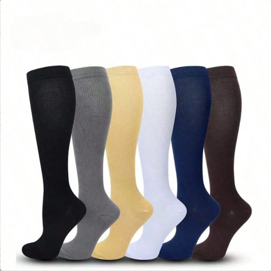 3/4 Double Pack Copper Ion Compression Socks, Unisex, Promotes Blood Circulation, Suitable For Running, Nursing, Sports. 6 Pairs Pack Christmas Gift
