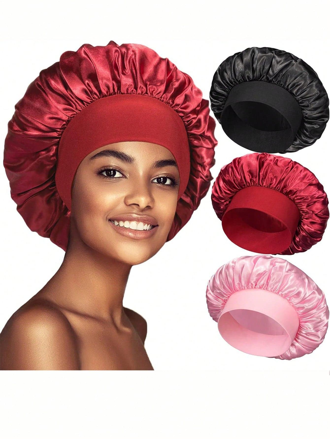 1pc/All Season Wide Brim Satin Sleep Cap, Made Of Smooth Satin Fabric, Minimalist Gentle Style, Elastic Headband Design For Comfortable Fit, Anti-Static; Suitable For Sleep, SPA And Home Use, Multiple Colors Available