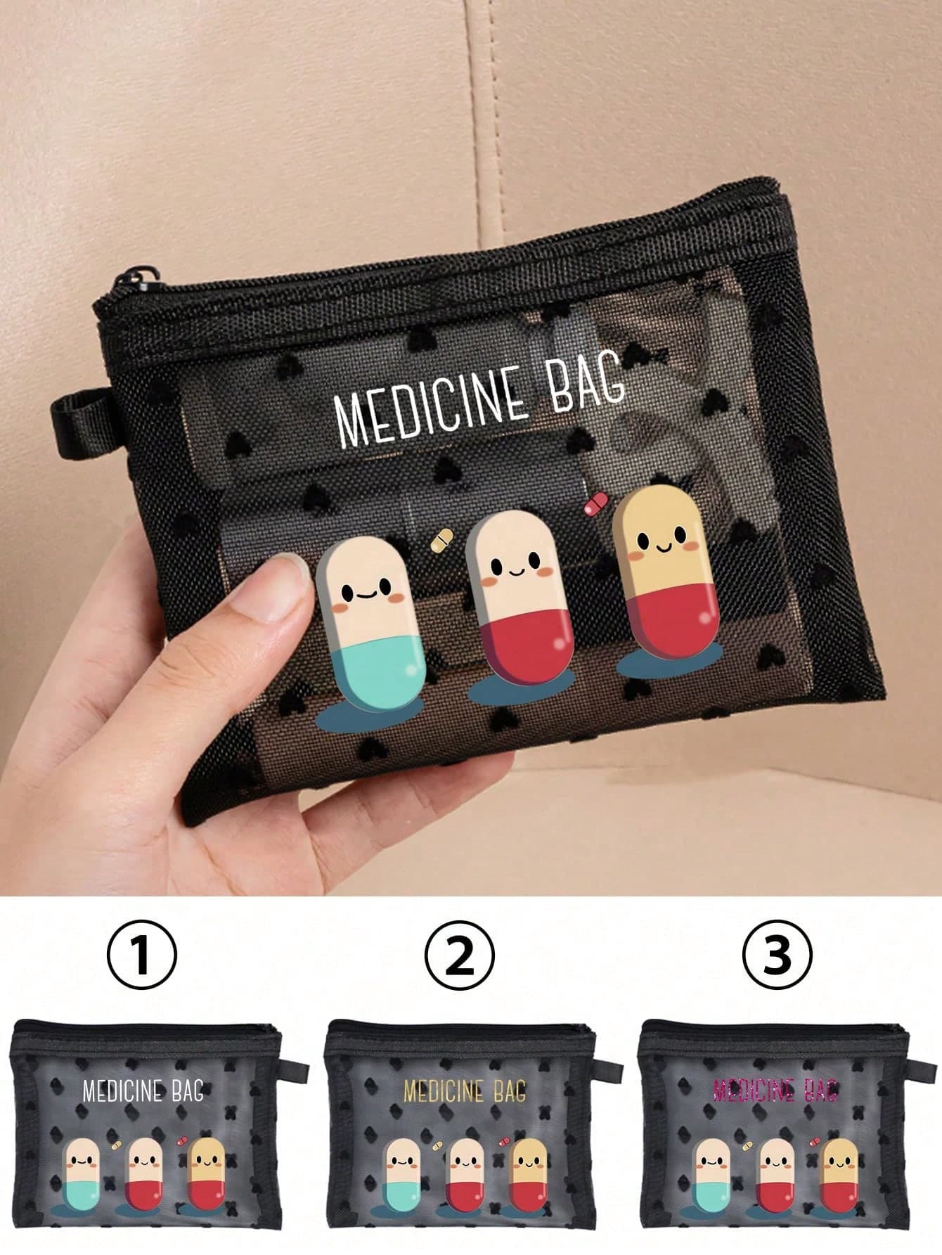 Mini Portable Mesh Medicine Bag With "Medicine" Text And Cross Pattern, Can Be Used As First Aid Kit, Medical Emergency Bag, Outdoor Home Medicine Pill Storage Bag, Travel Storage Bag, Makeup Bag, Skincare Storage Bag, Lip Oil Storage Bag, Also Can Be Used As Mother's Day Gift, Birthday Gift, Bathroom Storage Bag, Student Dormitory Toiletry Bag, Or Gift For Wife, Family, Friends.