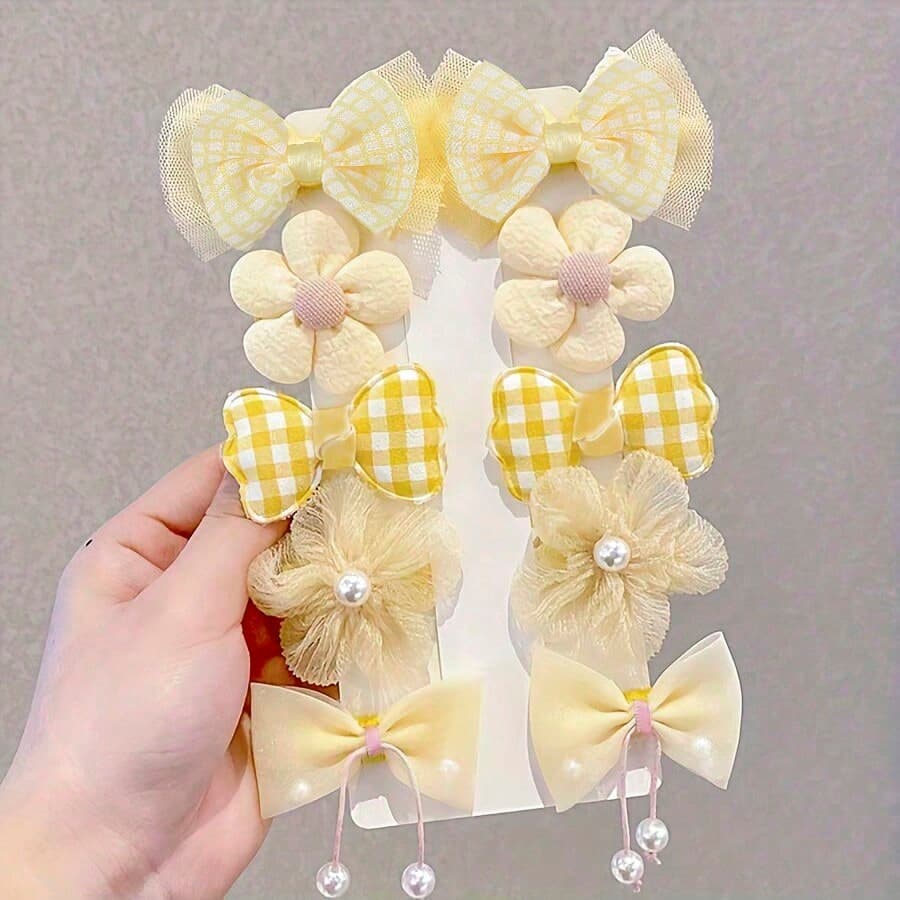 Multiple Pcs Floral Hair Scrunchies, Fabric Bow Hair Ties, Sweet Hair Accessories For Girls, Cute Elastic Hair Bands, Daily Use Hair Decorations