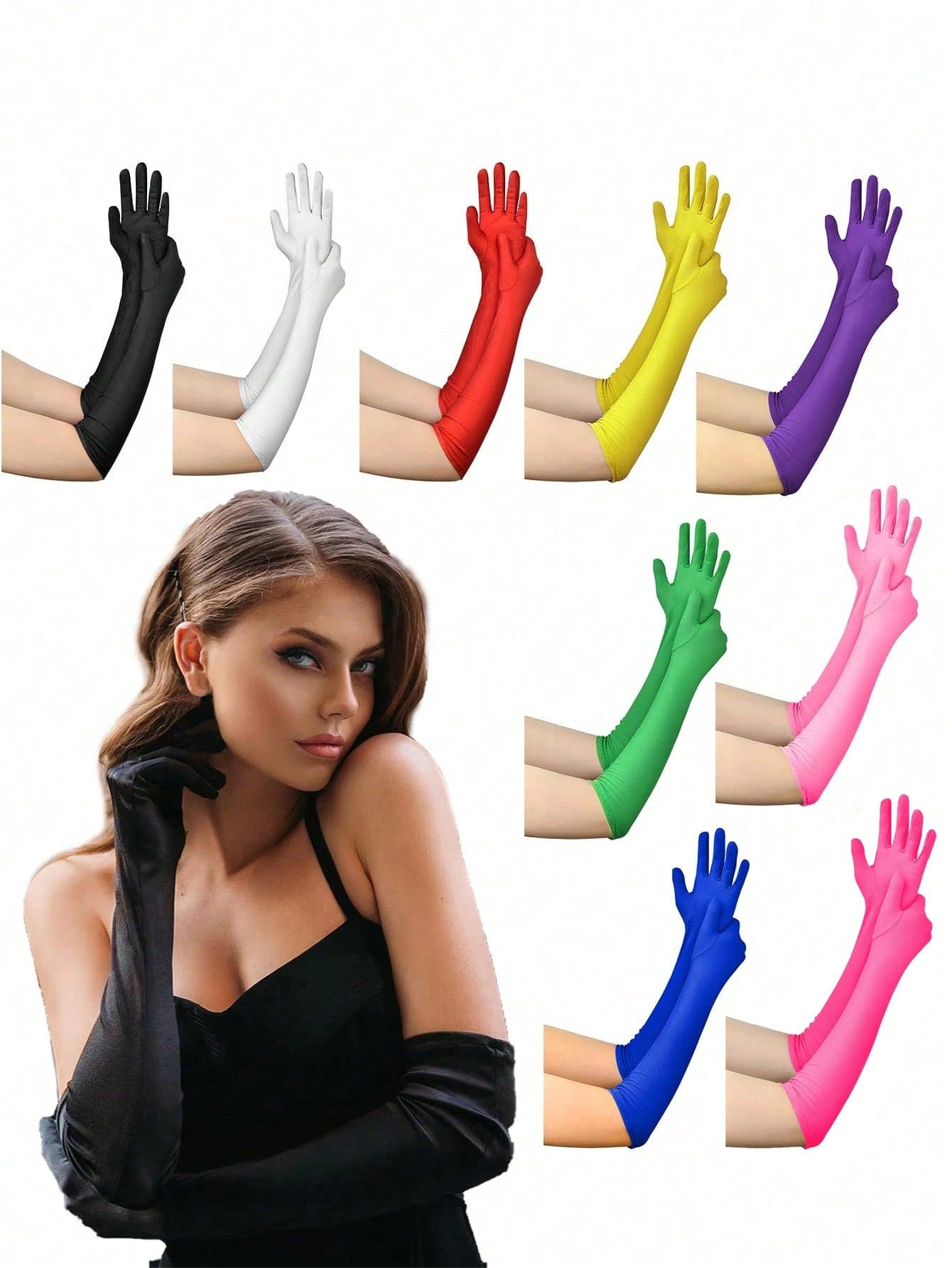 1 Pair D EXCEED Women's Long Opera Gloves 1920s Costume Party Princess Satin Gloves Elbow Length Cosplay Gloves