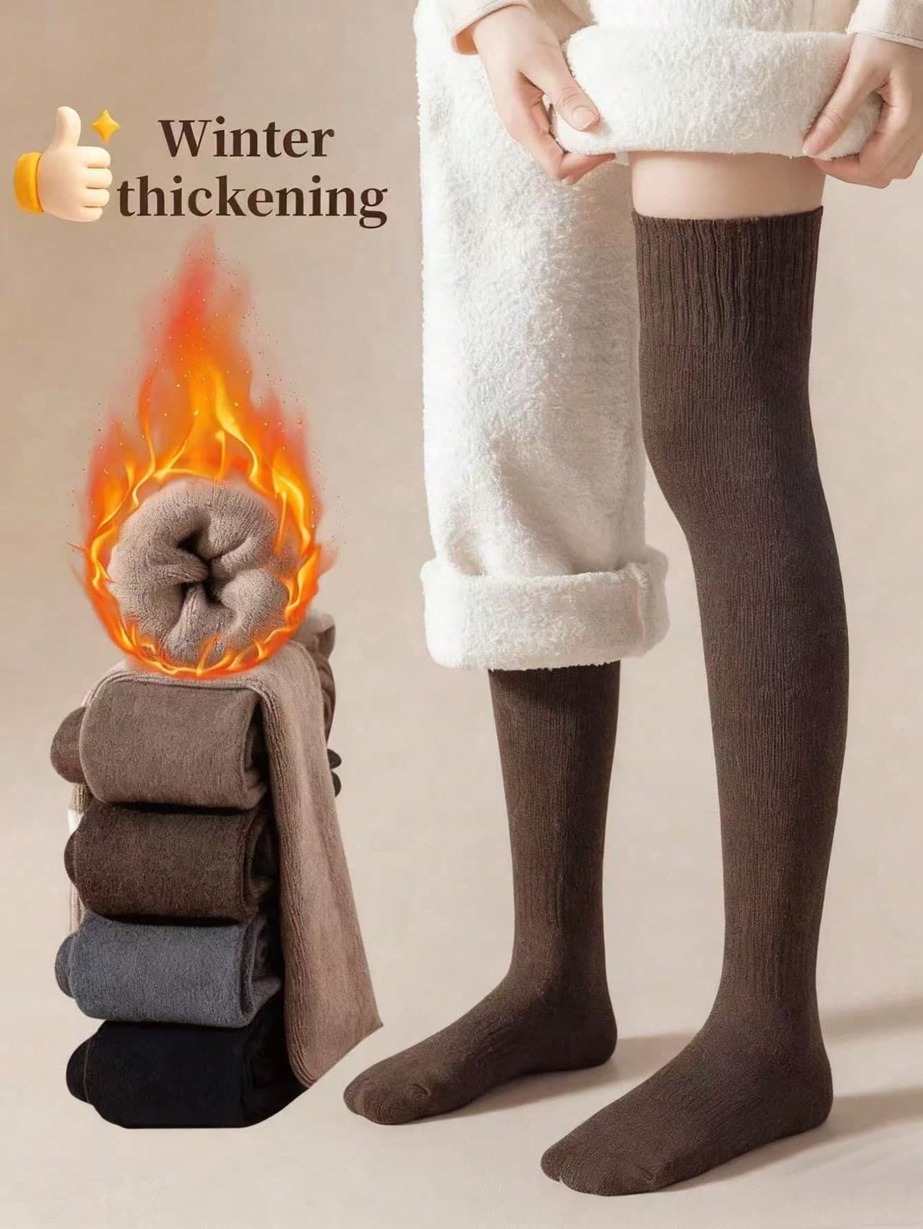 1/3 Pairs Women's Thick Warm Cotton Crew Socks, Breathable Knee-High Socks For Winter, Y2K Style, Comfortable For Women With High Heels, Thick Warm Thigh-High Socks, Knee-High Thick Socks, Warm Indoor Socks For Autumn/Winter
