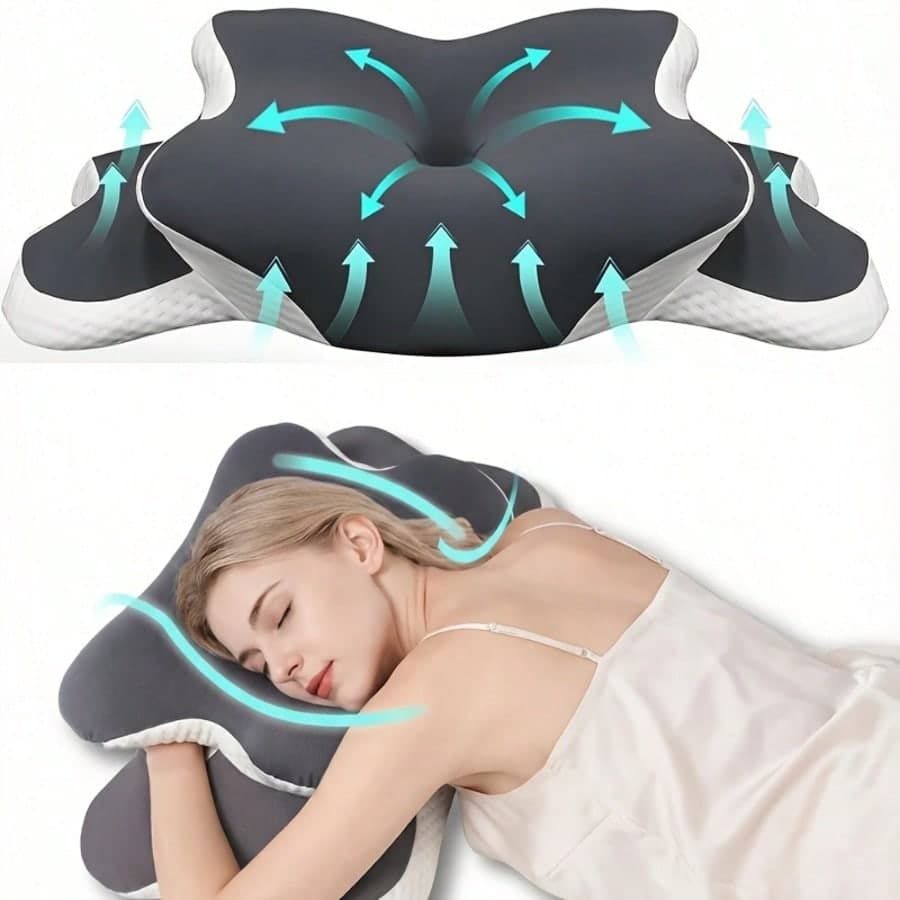 1pc Ergonomic Memory Foam Butterfly Shaped Cervical Pillow, Suitable For Side, Back And Stomach Sleepers, Travel Pillow, Housewarming, Halloween, Mother's Day And Christmas Bedroom And Birthday Gift, Multi Position Sleep Pillow, Contour Pillow