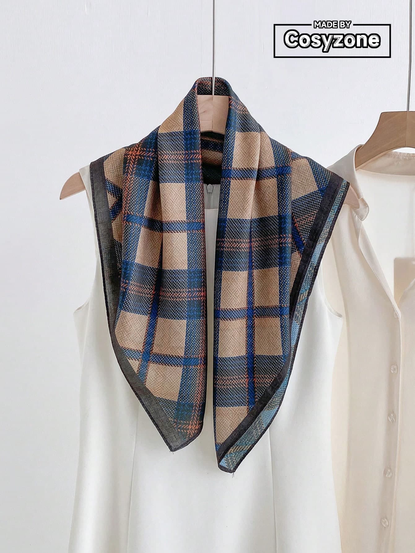 1pc Elegant Striped Plaid Pattern Printed Double-Sided 70cm Small Square Scarf Women's Bandana Fashion Versatile Belt Tie Wrap Decorative Silk Scarf Chiffon Necktie Hair Accessory Suitable For Daily Wear