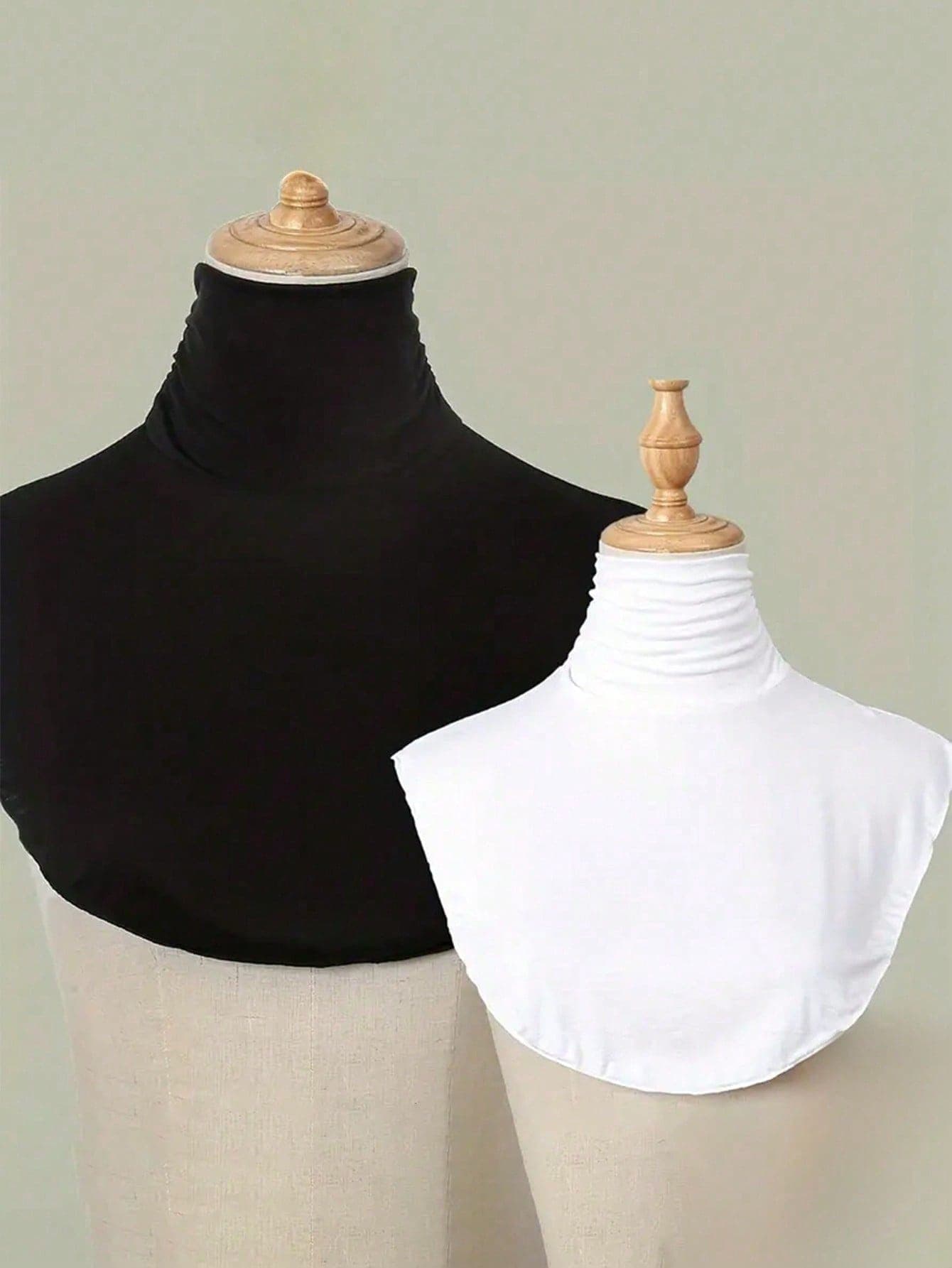 1PC Women's Solid Color Pleated Fake Collar Modal High Neck Undershirt Scarf Dickey Collar