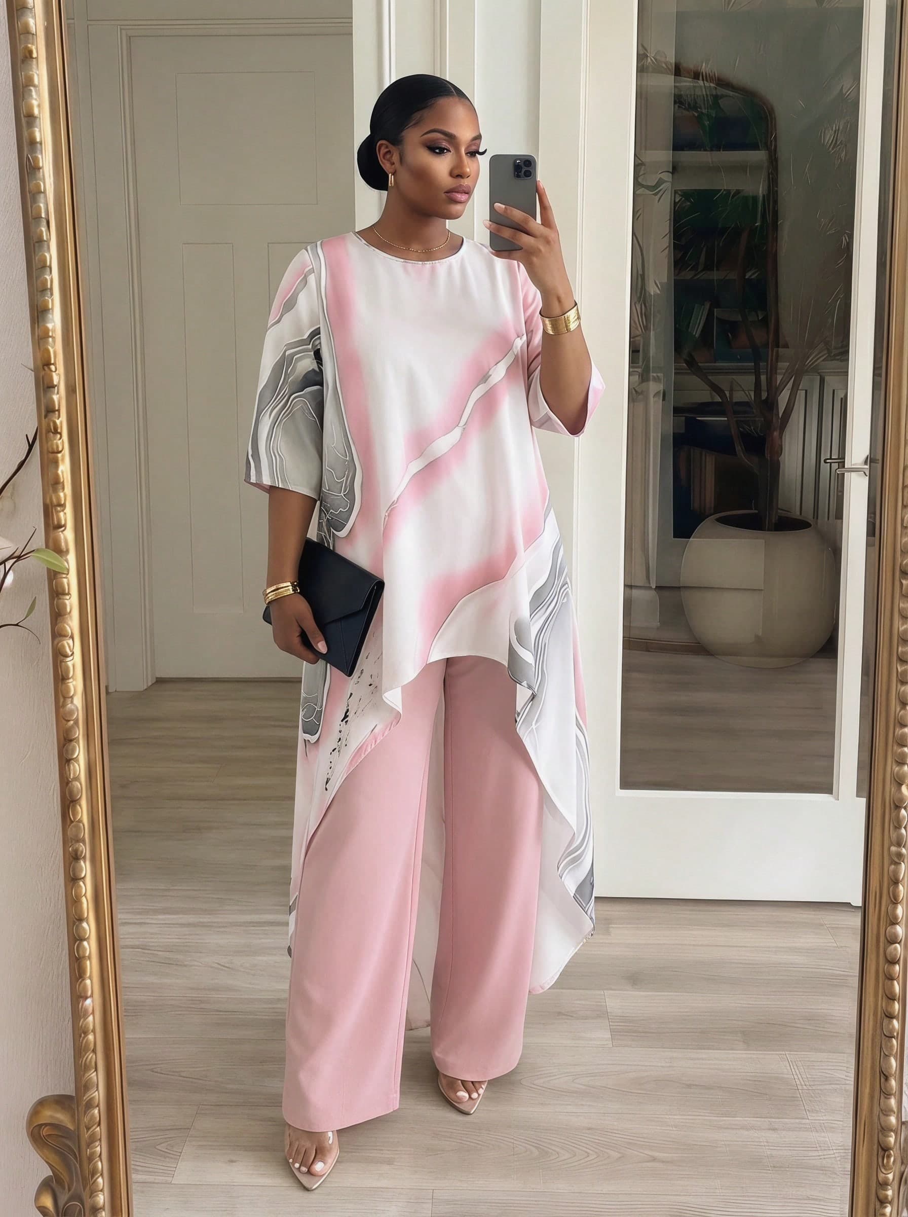 SHEIN Lady CURVE Plus Size Vintage Print Loose Elegant Versatile 2 Pieces Set, Summer Boho Two Piece Set Modest Two Piece Set Boho Jumpsuit For Women Kimono