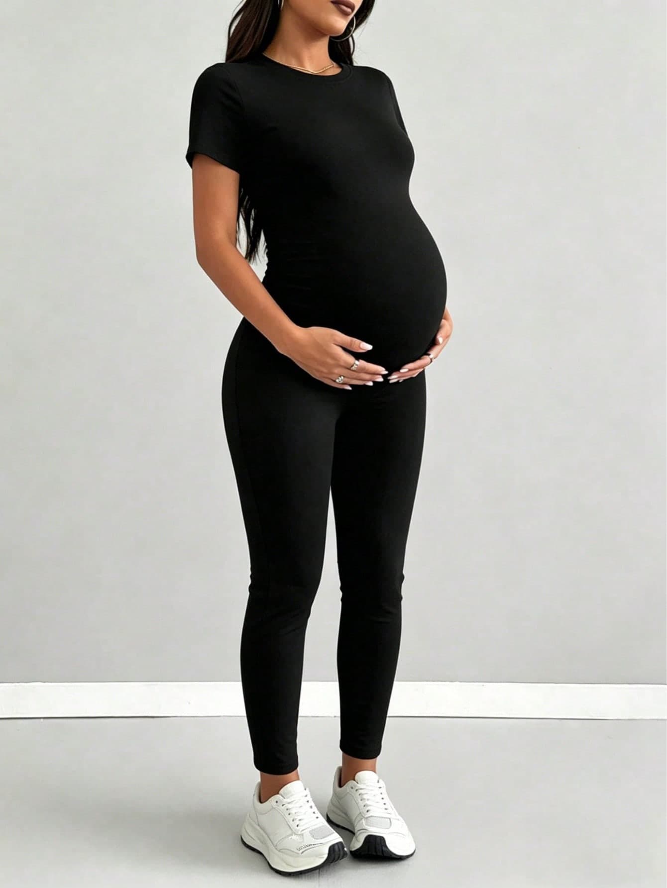 Parara Maternity Jumpsuit, Comfortable Short Sleeve Casual Jumpsuit Black Summer