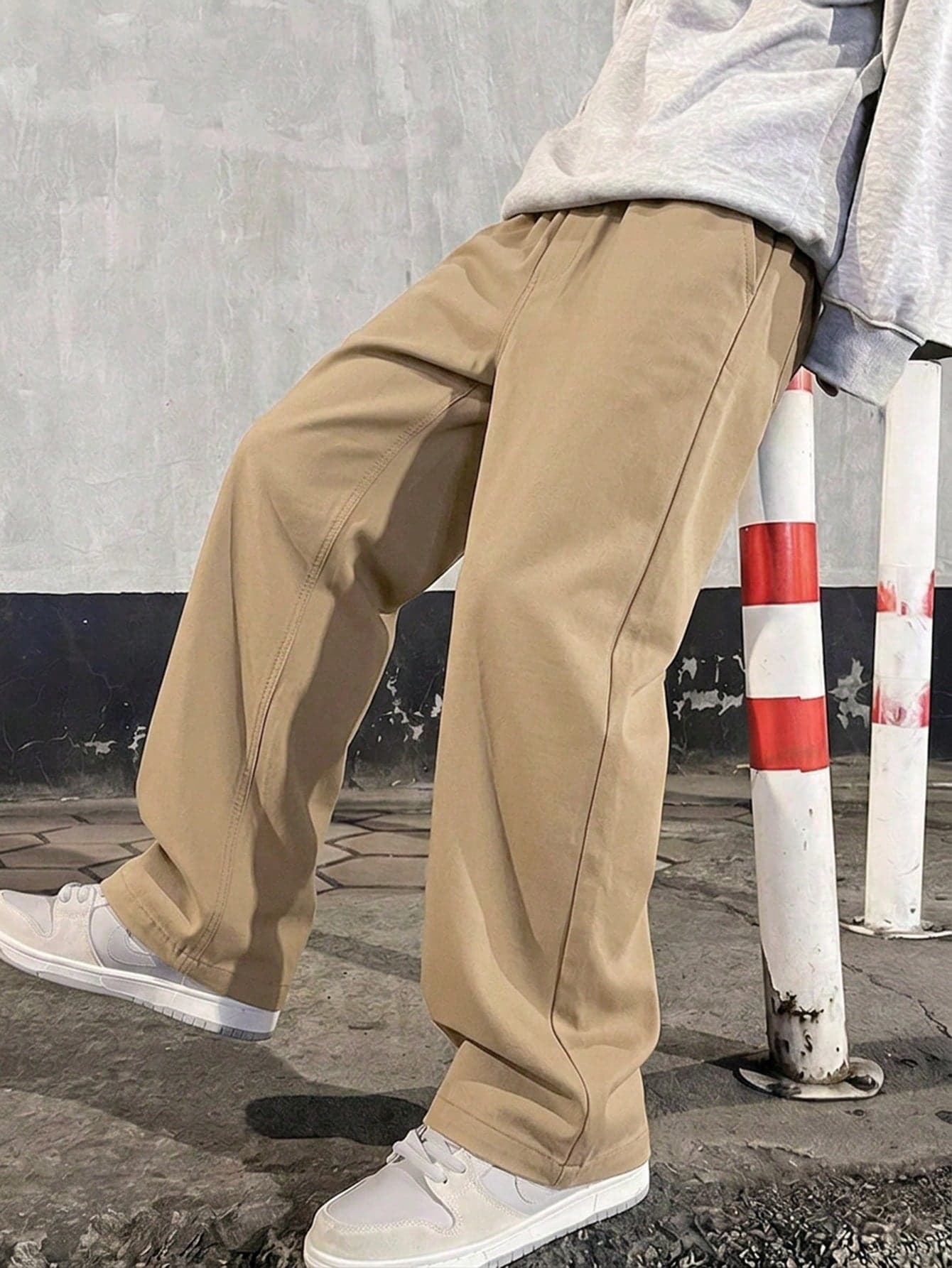 Teen Boy Loose Outdoor Sports Training Solid Color Height-Enhancing Straight Leg Pants