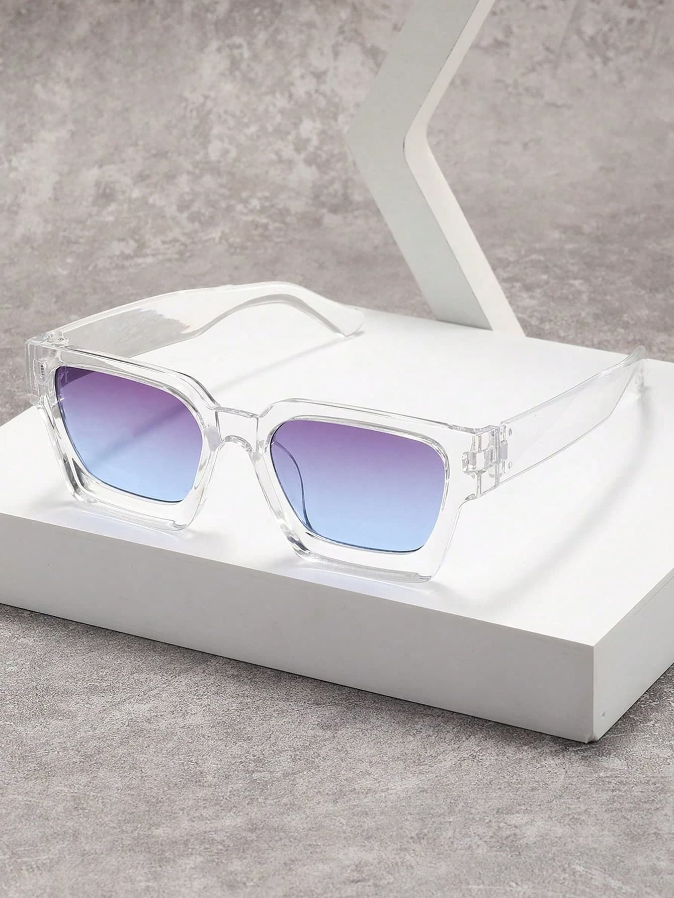 1 Pair Men's Rectangular Plastic Frame Glasses, Street Style Classic Thick Elegant Portable Modern Minimalist Design, Beautifully Crafted, Expressive, Versatile, Autumn/Winter Fashion All-Match Style, Suitable For Street Photography, Music Festivals, Fishing, Driving, Outdoor Leisure Activities, Fits All Face Shapes, Also A Perfect Accessory For Summer Beach Vacations And Outdoor Travel