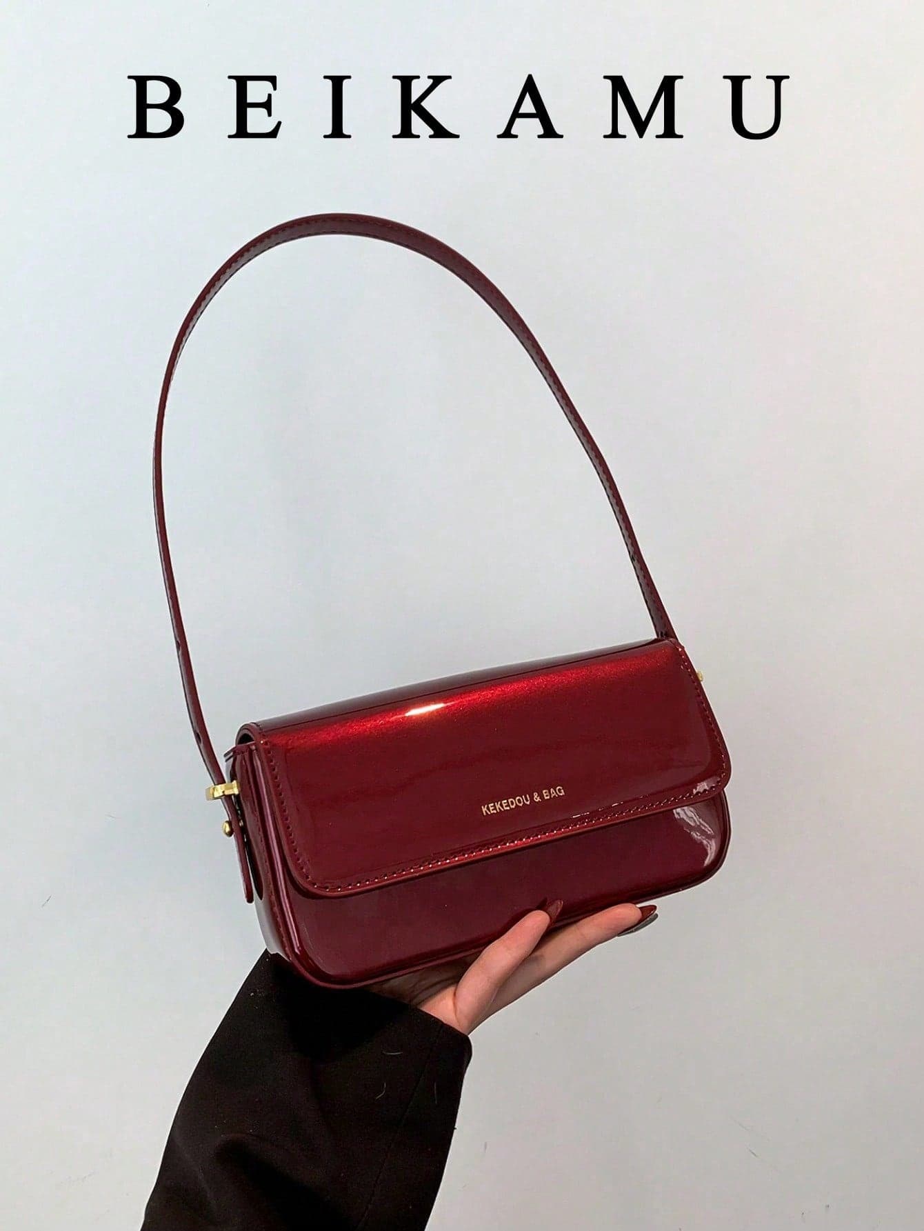 Solid Color Minimalist Elegant New Fashion School Commute Casual Travel Lightweight Patent Leather PU Small Square Bag