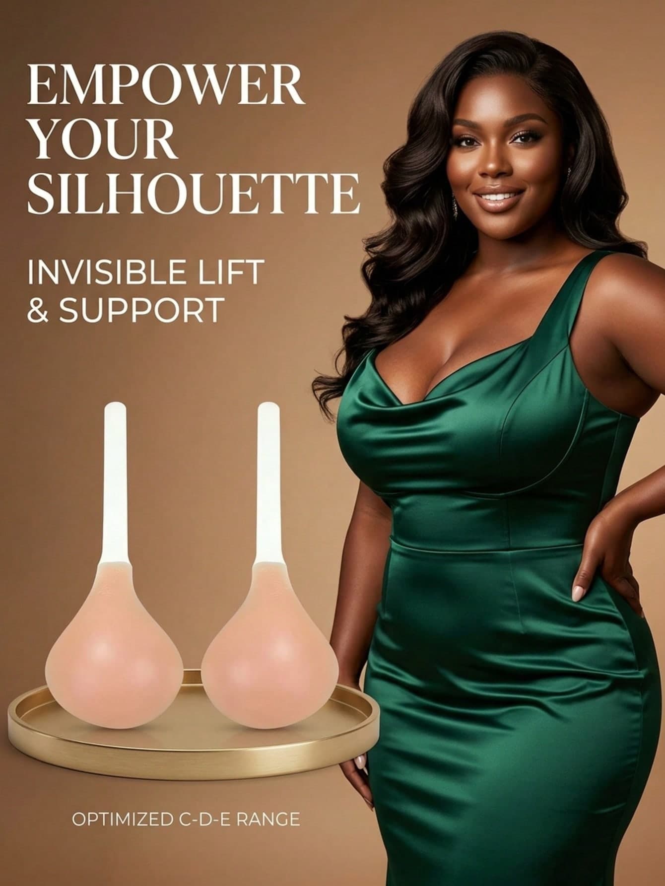 Plus Size Adhesive Bra For Women, A-G Cup, Plus Size Lingerie, Plus Size Invisible Bra, Designed For Large Breasts, Lifts Breasts, Prevents Sagging, Suitable For Wedding Dresses, Evening Gowns, Dresses, Swimsuits, Bikinis