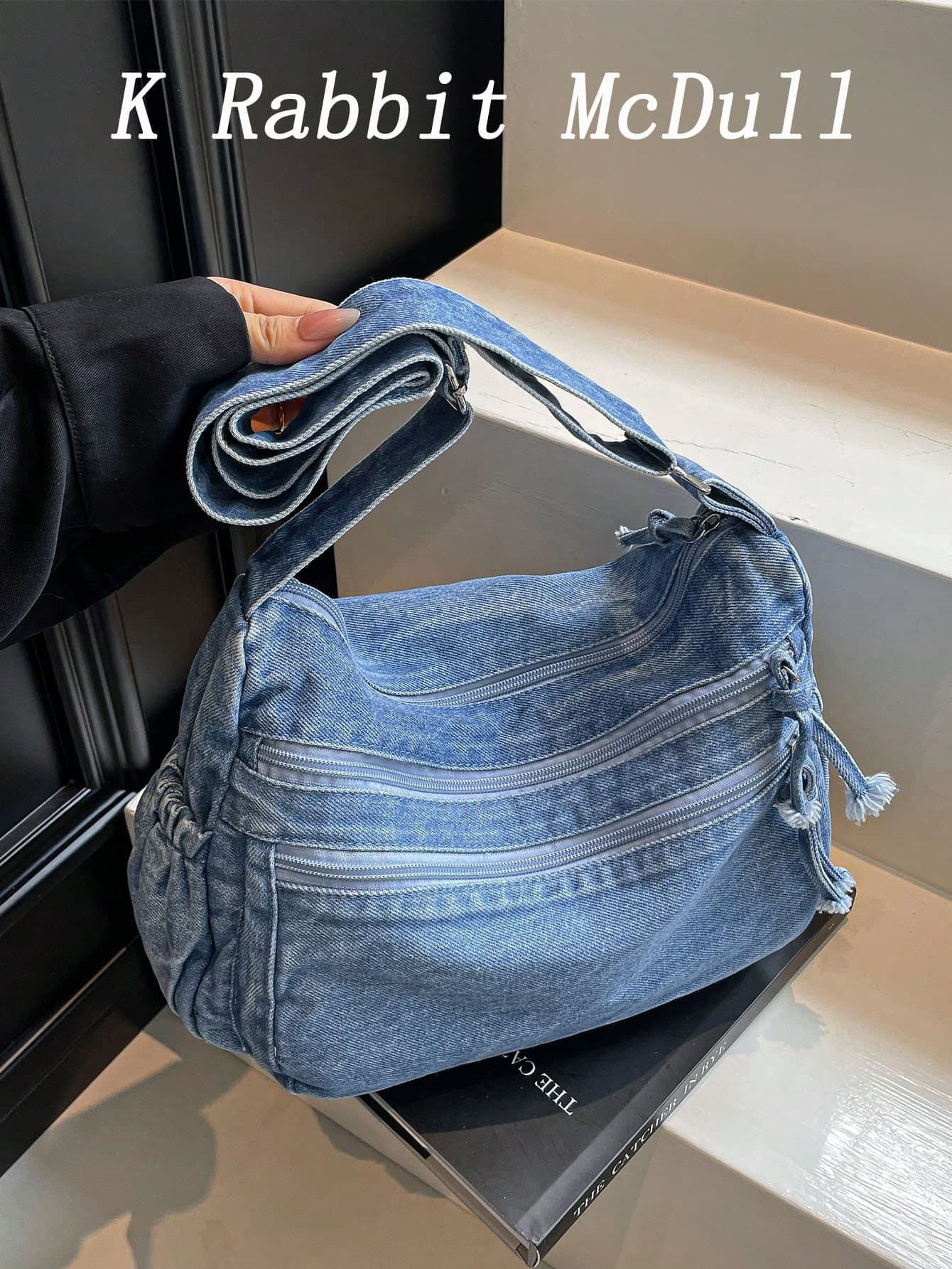 Casual Chic Soft Jeans Multi-Layer Crossbody Bag With Multiple Pockets, Versatile Commuter Large Capacity Women's Shoulder Bag, Perfect For Cow Girl