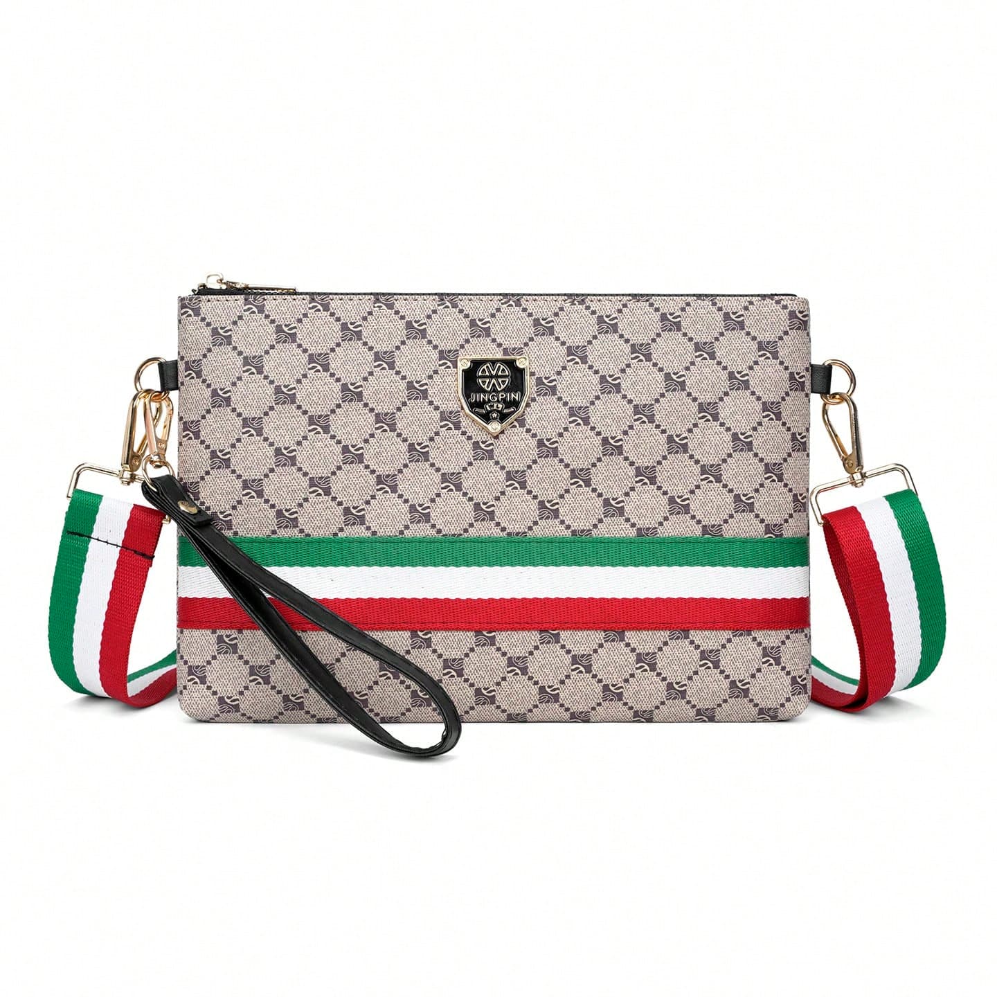 Men's Crossbody Bag Premium Multi-Functional Business Clutch (Detachable Wrist Strap) Contrast Color Design Lightweight Versatile One Shoulder Bag Large Capacity Envelope Bag Office Commute Business Square Bag Wide Strap Adjustable Length All Season Classic (With Wrist Strap)
