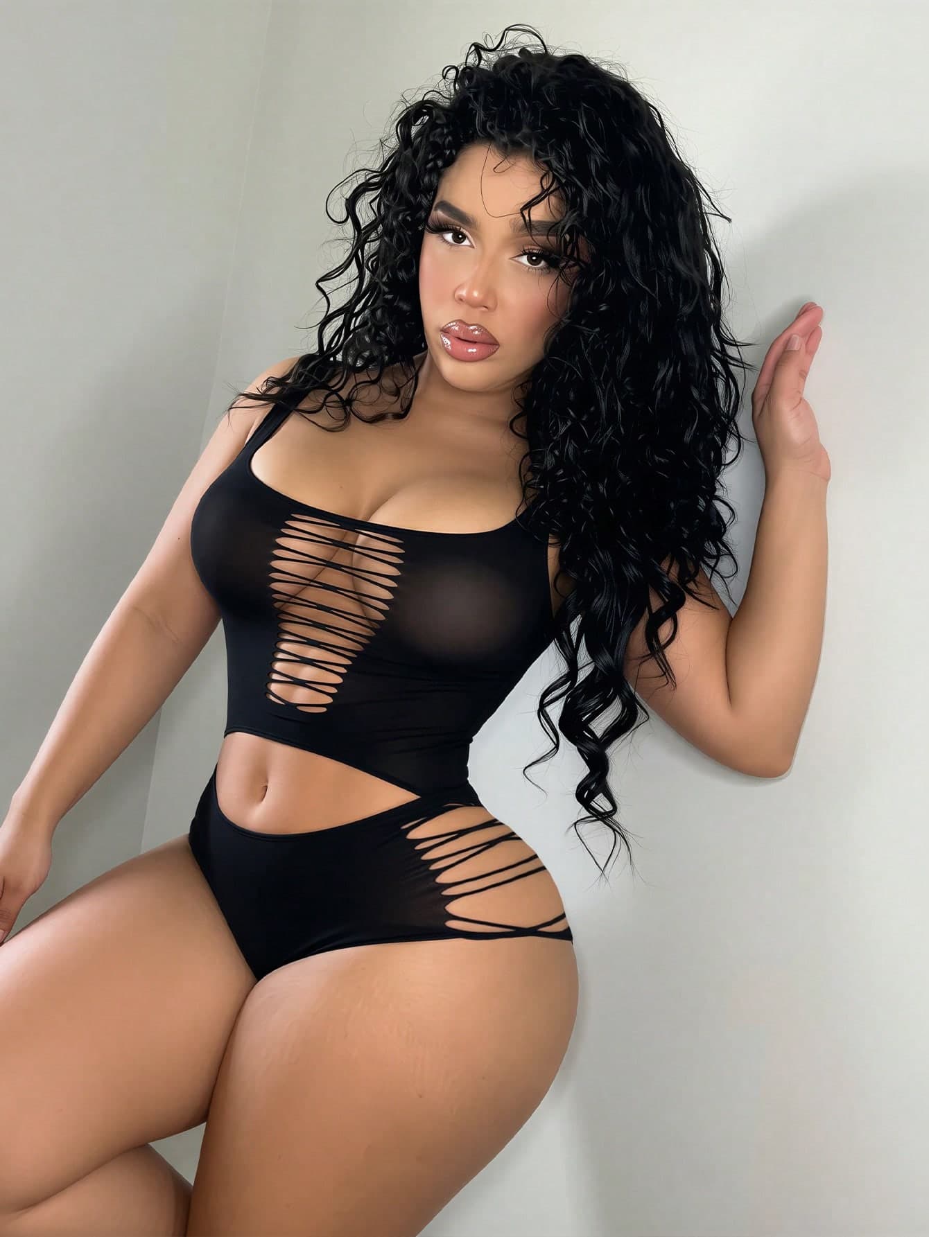 2pcs Women's Sexy Lace Mesh Sleepwear Set, Lingerie Nightgown