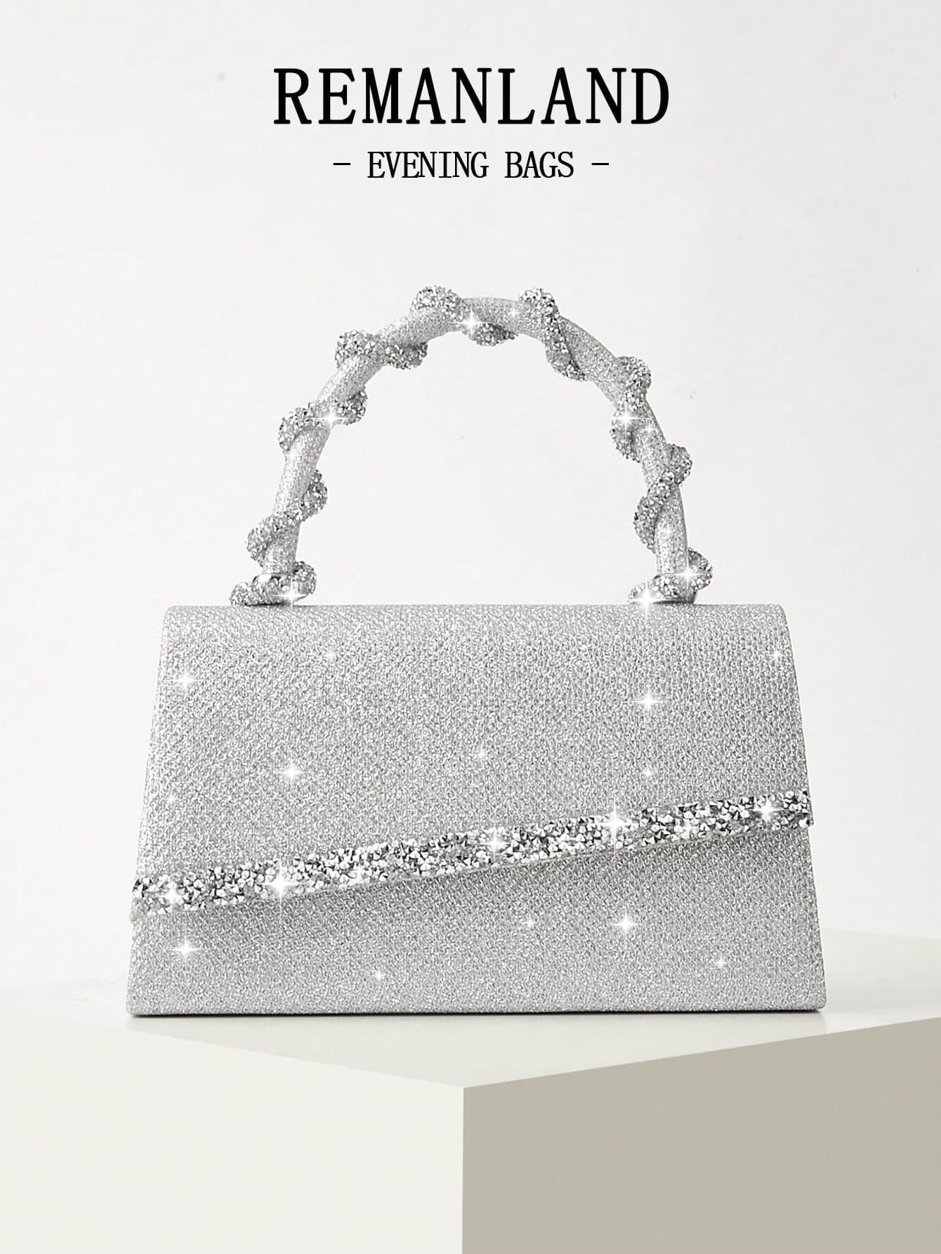 REMANLAND Mini Shiny Chain Handbag, Rhinestone Embellished Evening Bag, Perfect Accessory For Women's Ball Gowns, Sequin Dresses, Elegant Dresses, Suitable For Bridesmaids, Ideal For Wedding Receptions, Parties, Galas And Other Formal Occasions